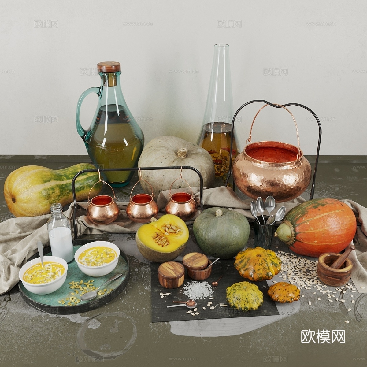装饰套装带南瓜3d模型