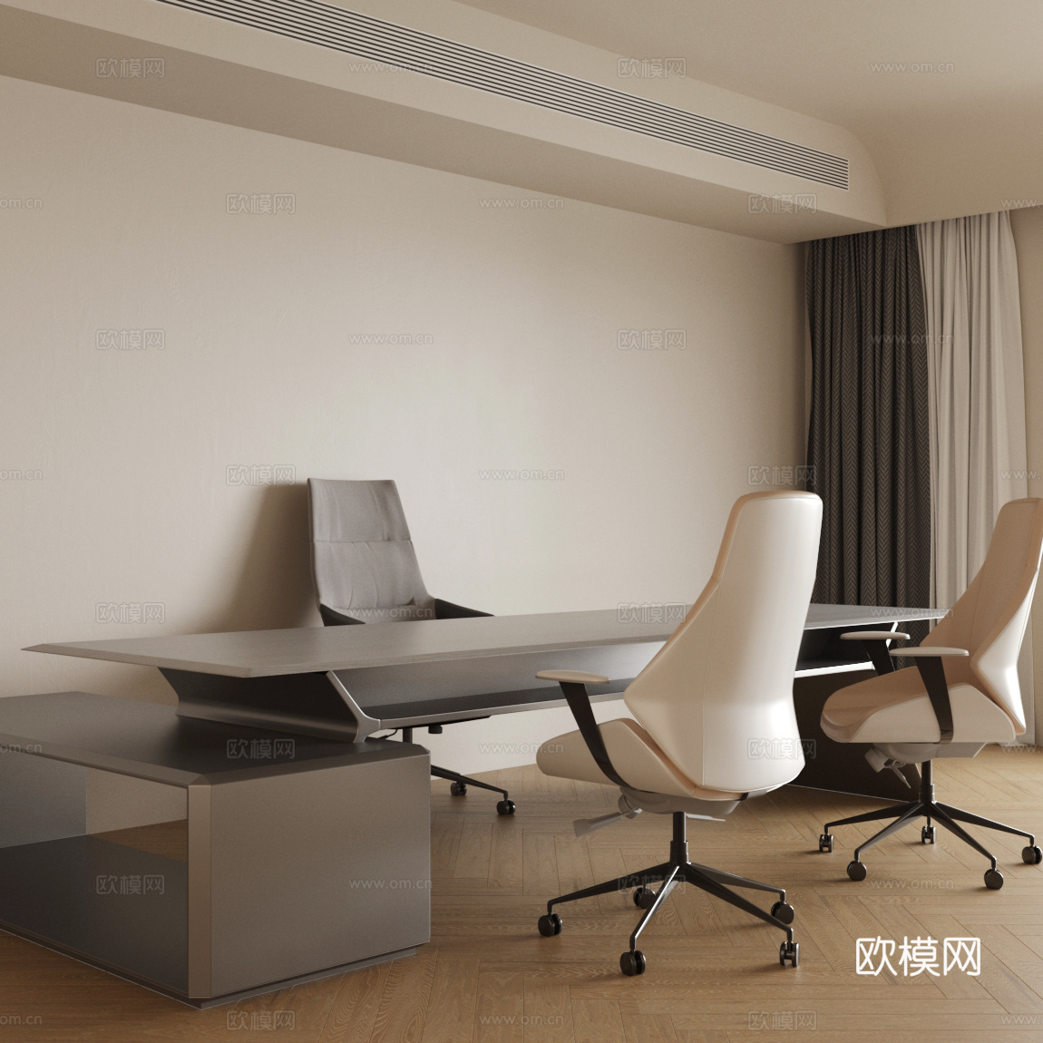 现代意式办公桌椅 现代办公桌椅 老板桌 大班桌 总裁桌3d模型