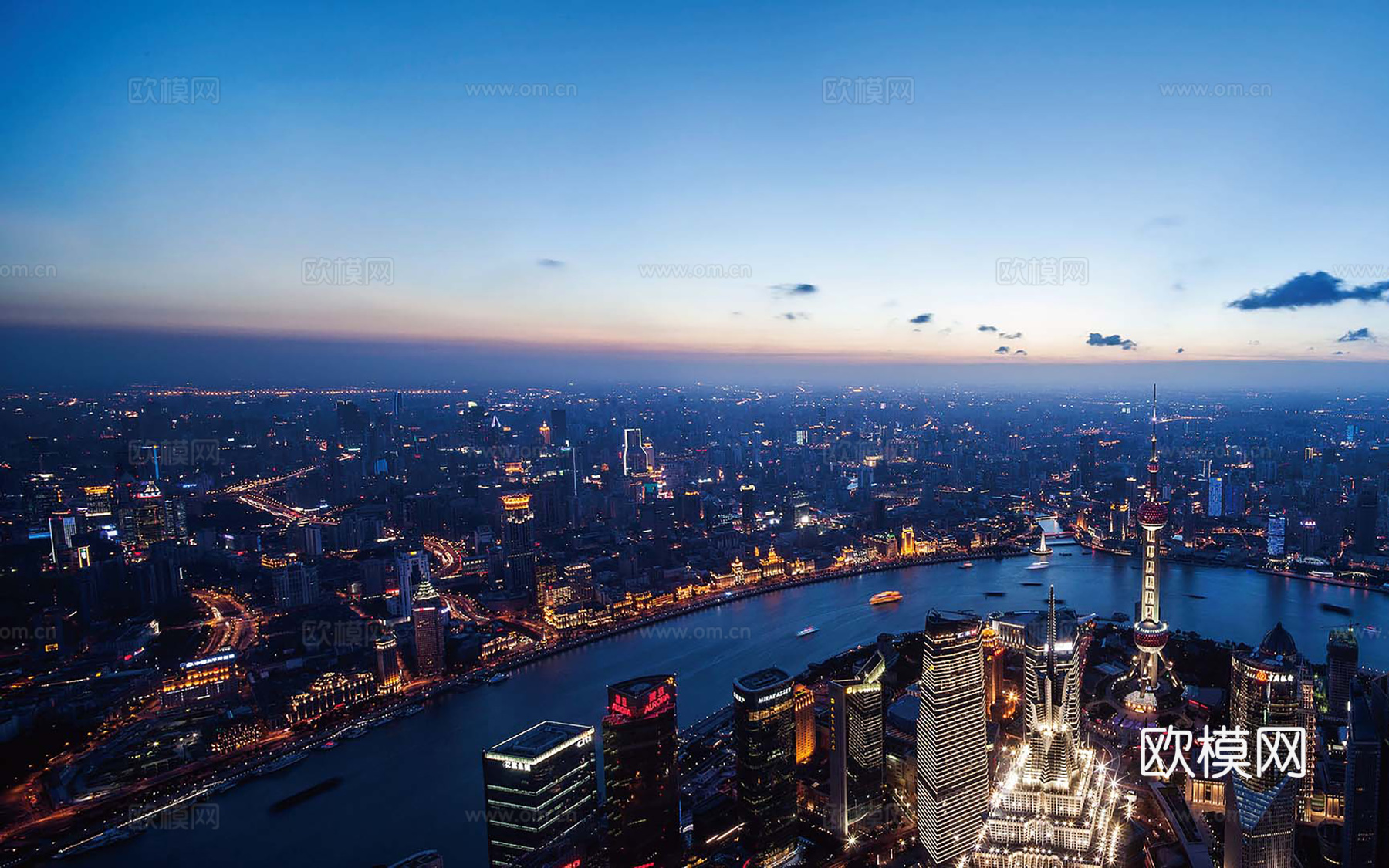 城市海边夜景 环境外景 都市风景外景贴图