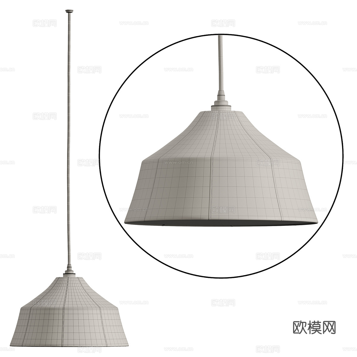 新中式藤编布艺装饰吊灯3d模型