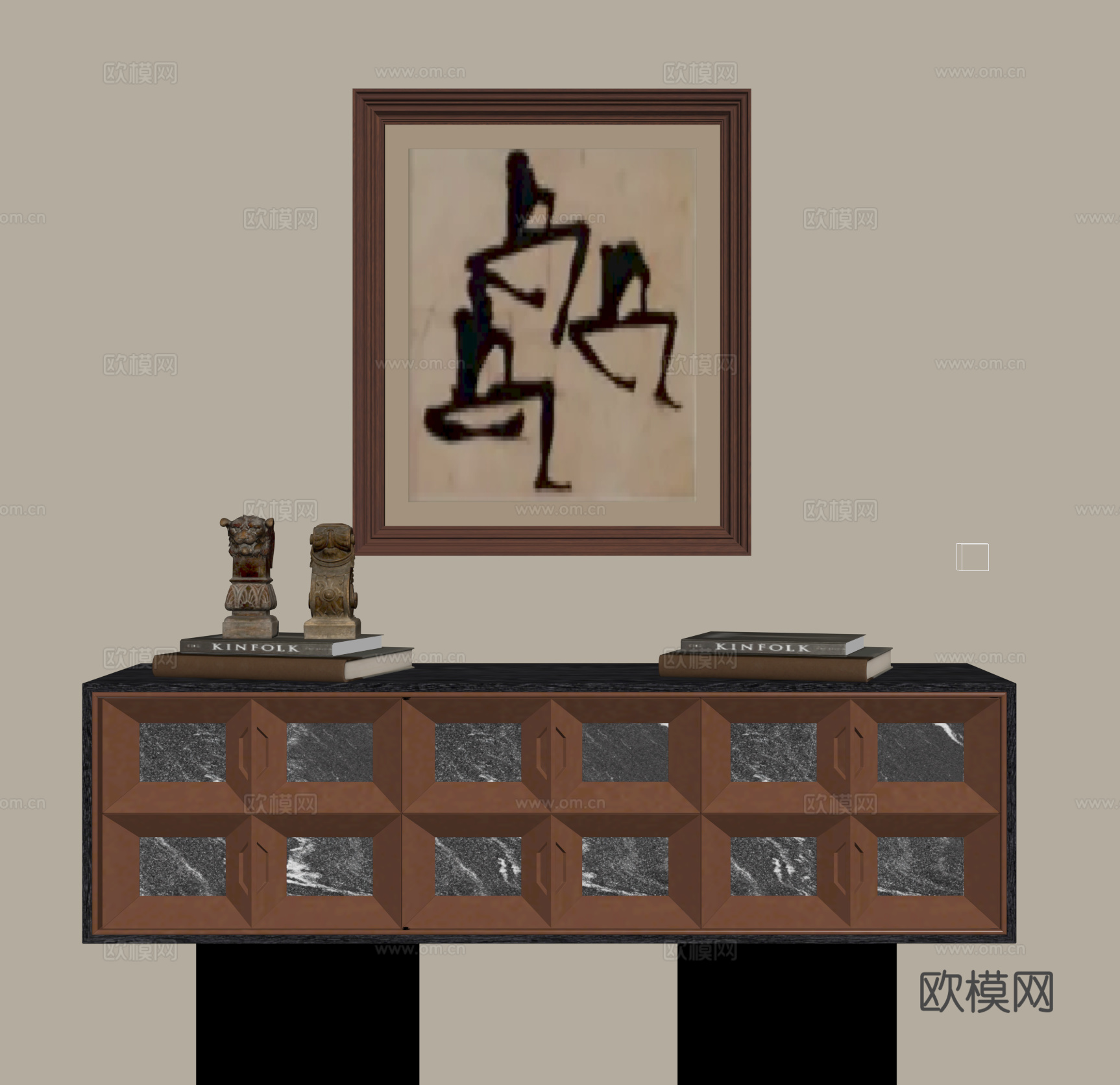 玄关柜 边柜 收纳柜 挂画su模型