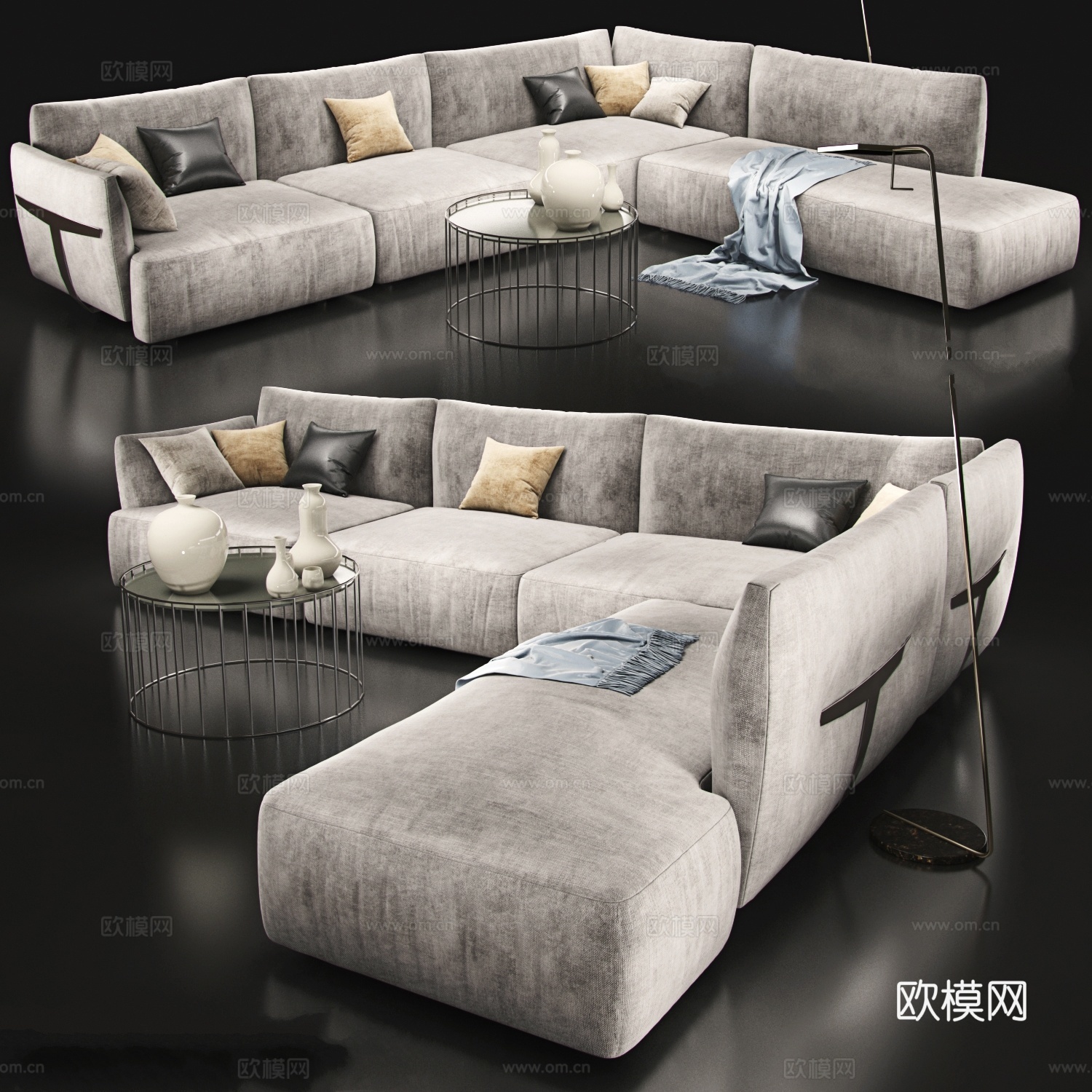 现代精致沙发茶几3d模型