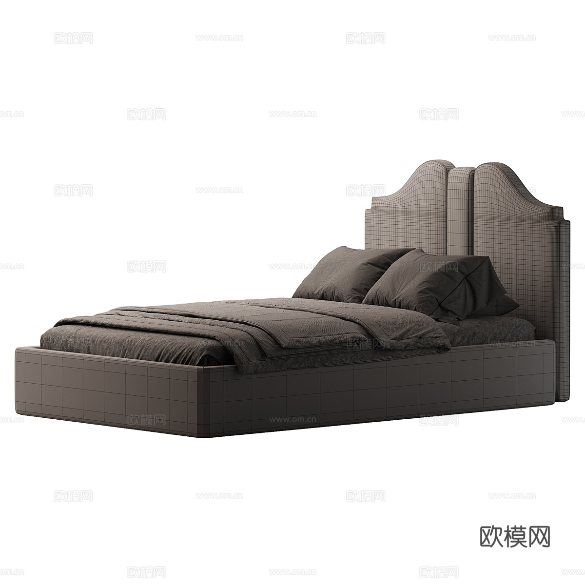 美式简约布艺双人床3d模型