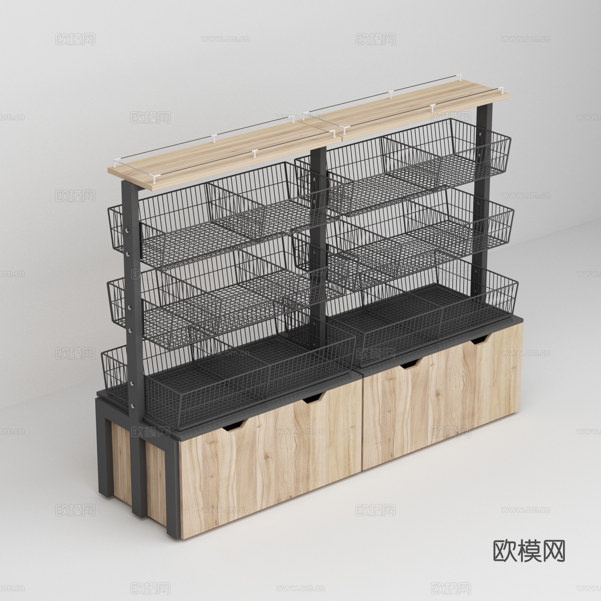 零食店斜口笼中岛散称商品展示货架3d模型
