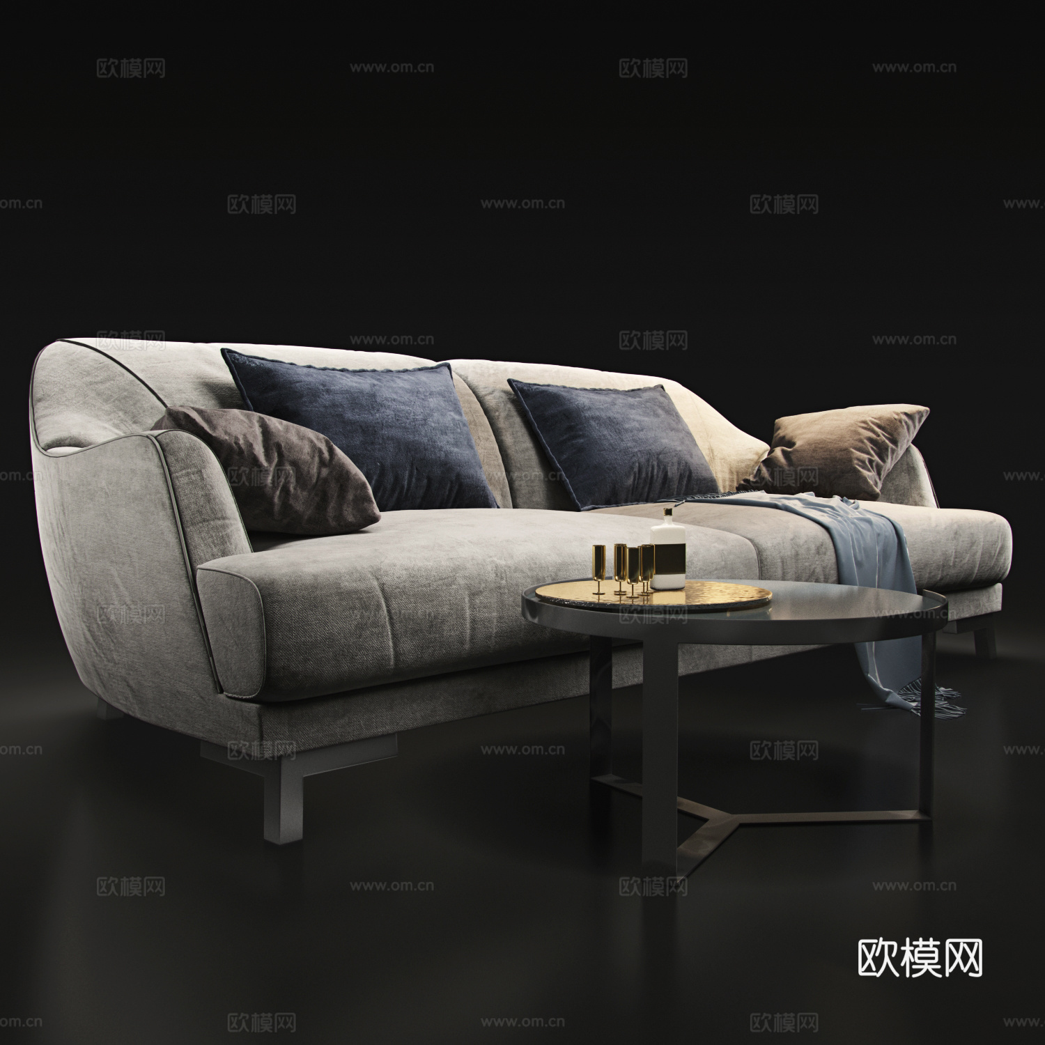 natuzzi品牌现代精致双人沙发3d模型