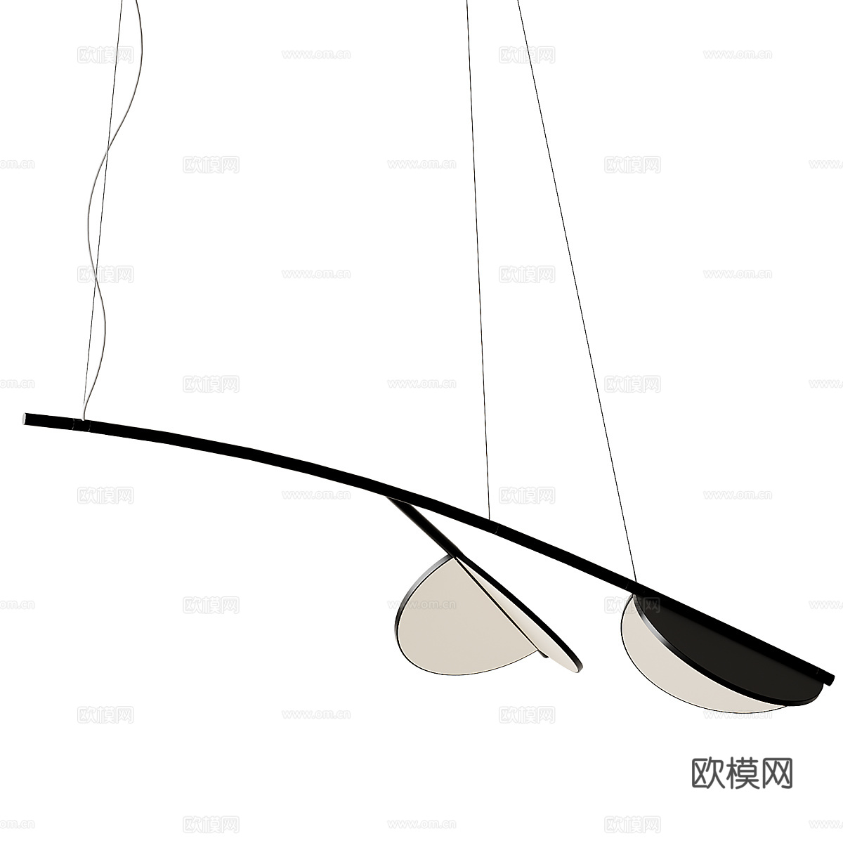 现代意式极简金属工艺吊灯3d模型