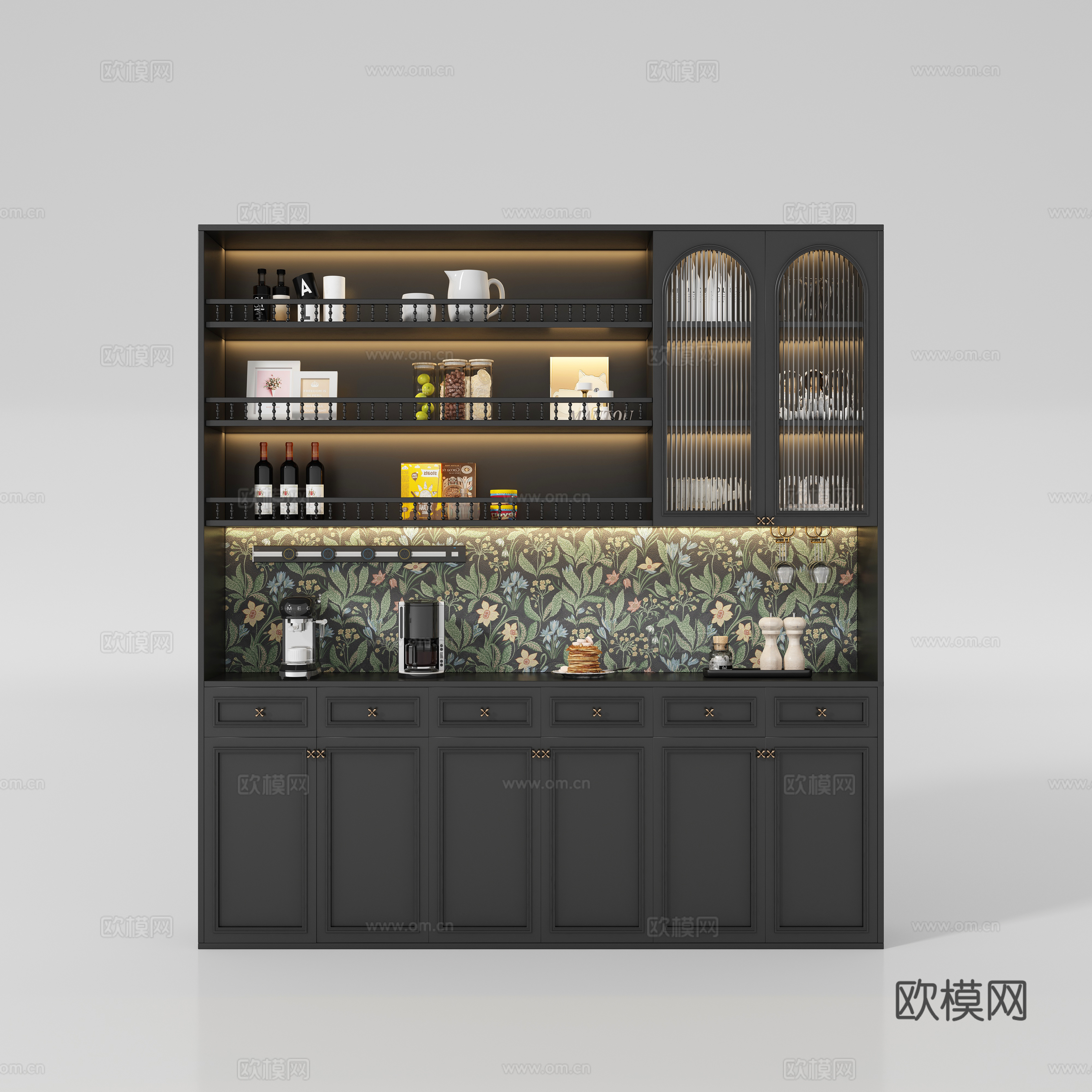 中古风酒柜 餐边柜3d模型