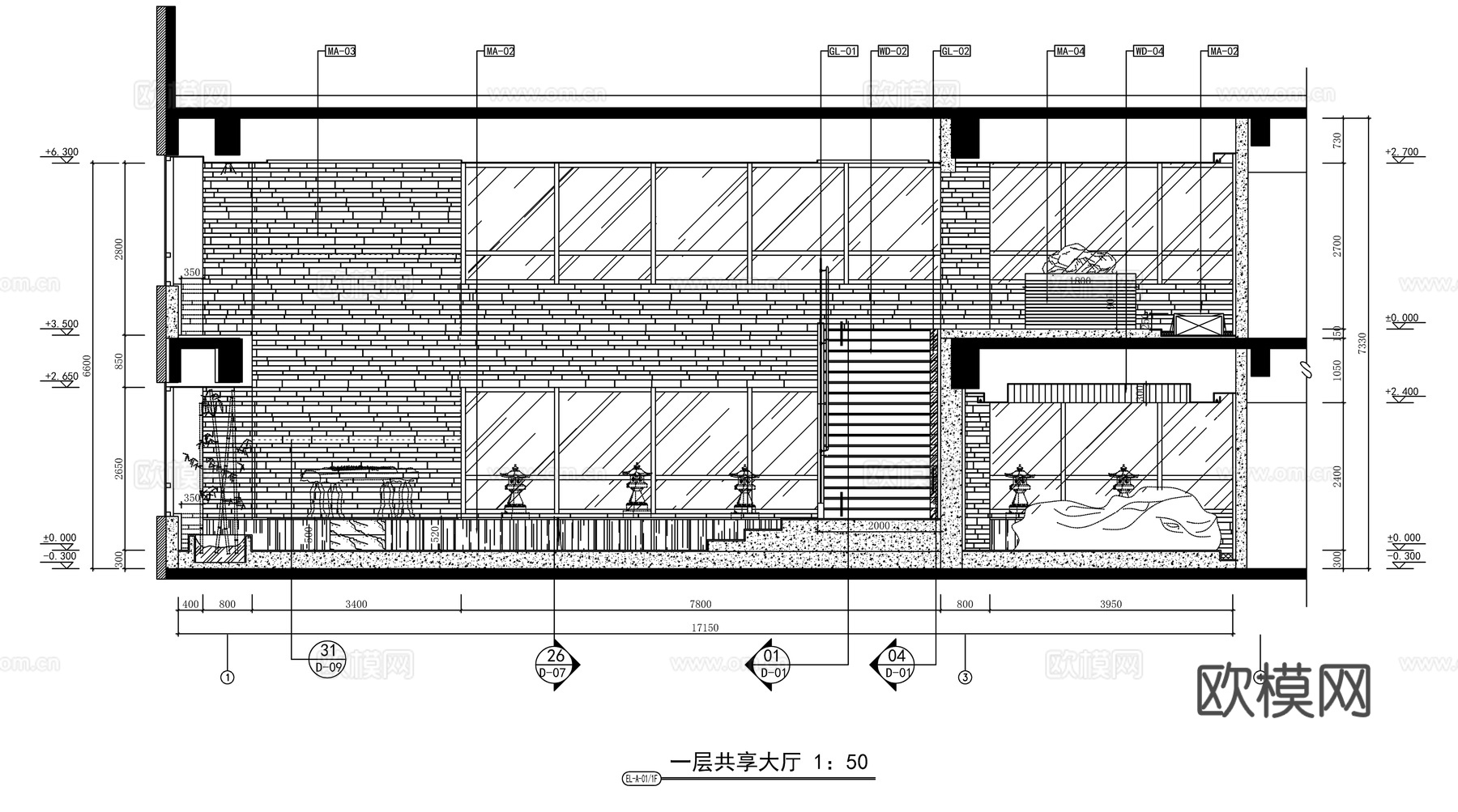 新中式茶馆会所全套施工图cad施工图