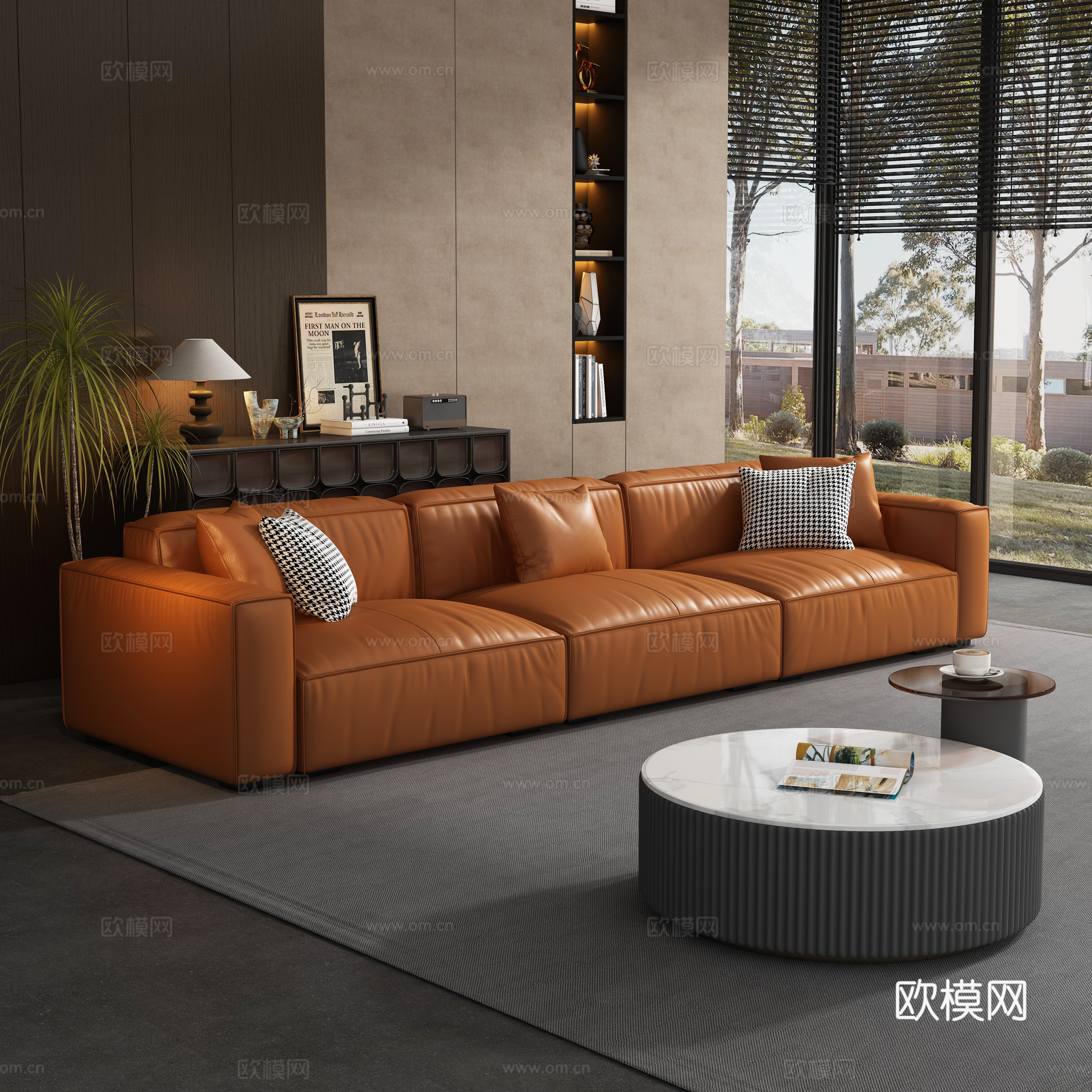 现代沙发茶几组合3d模型下载