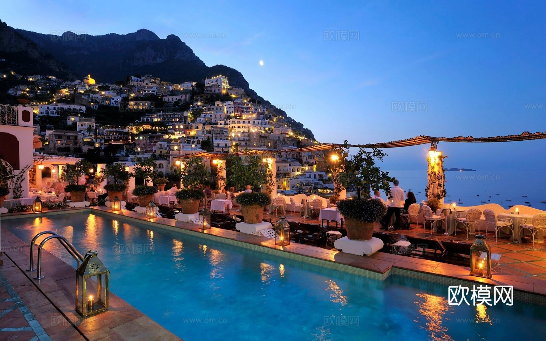 海边夜景 环境外景 自然风景 外景贴图