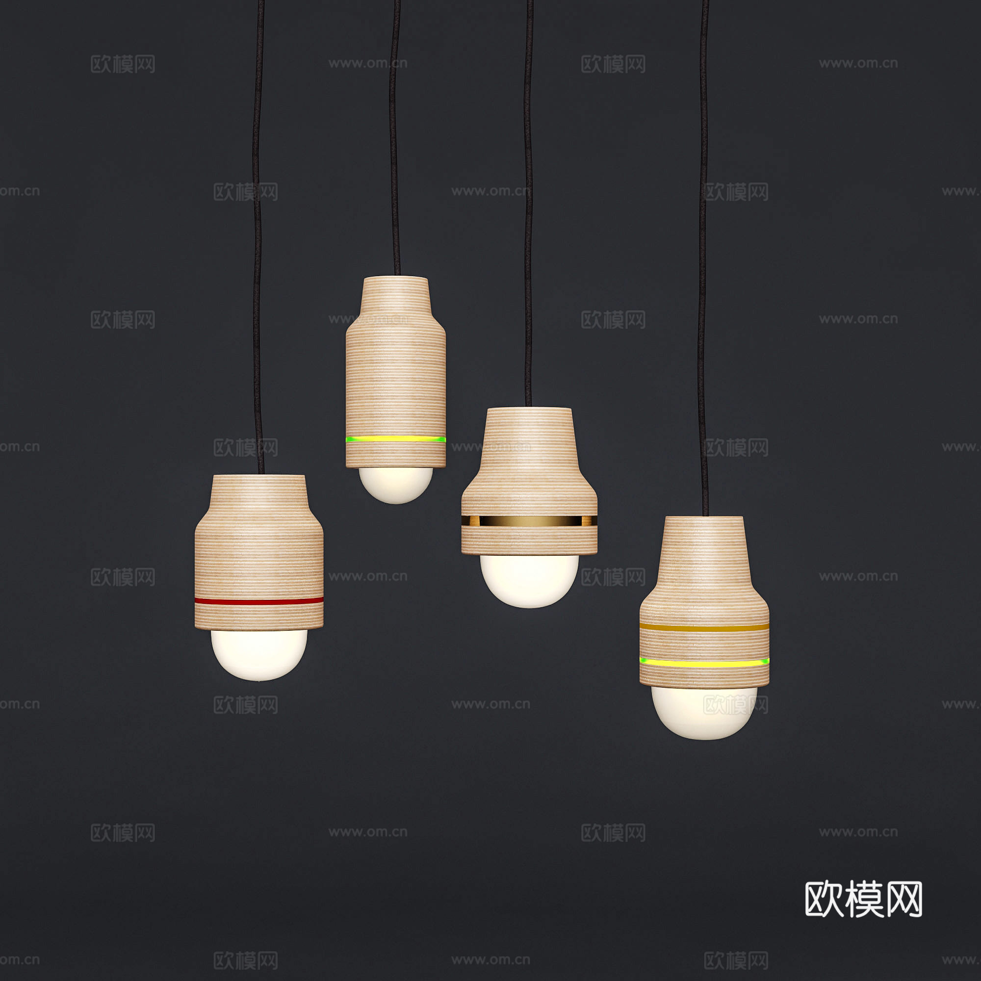现代吊灯  彩色陶瓷吊灯  创意小吊灯su模型