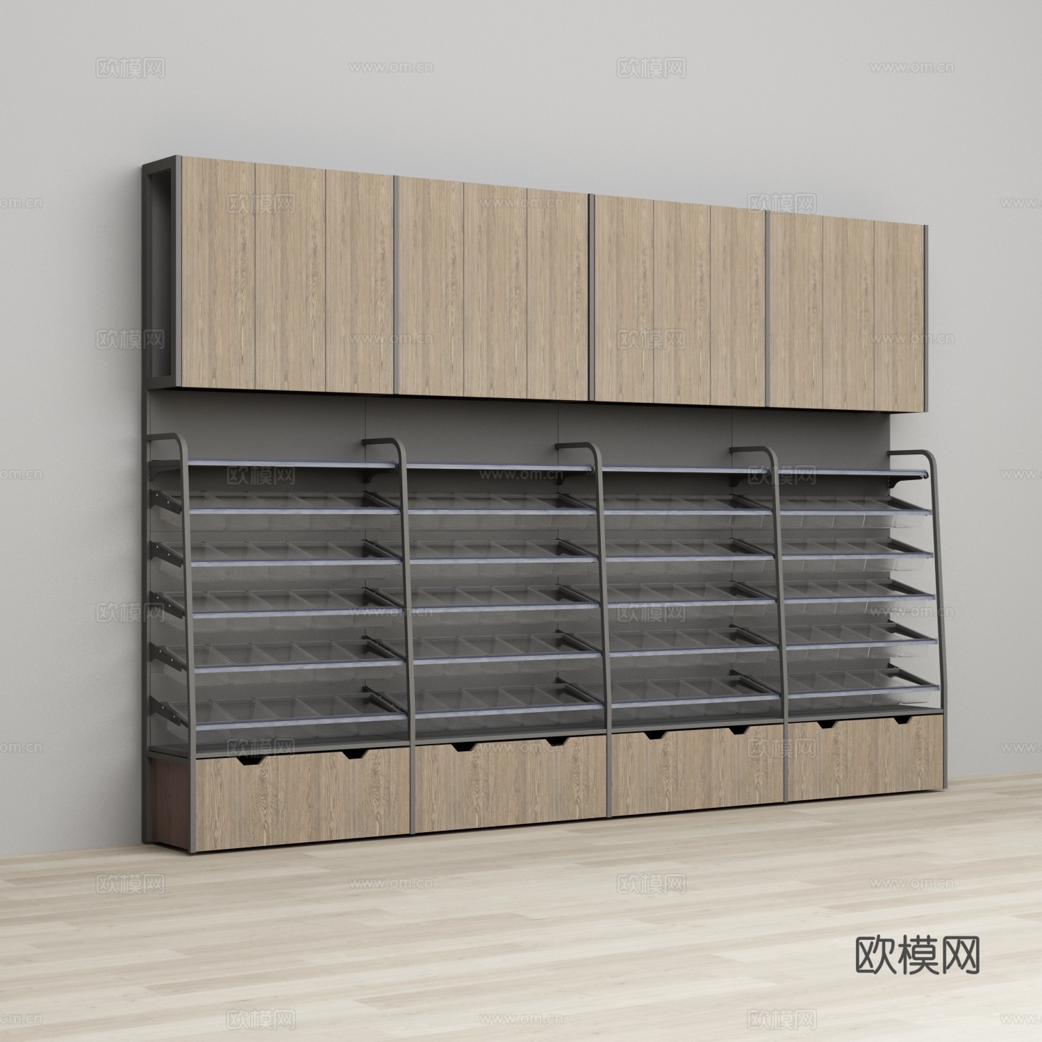 散称零食店透明盒子货架3d模型
