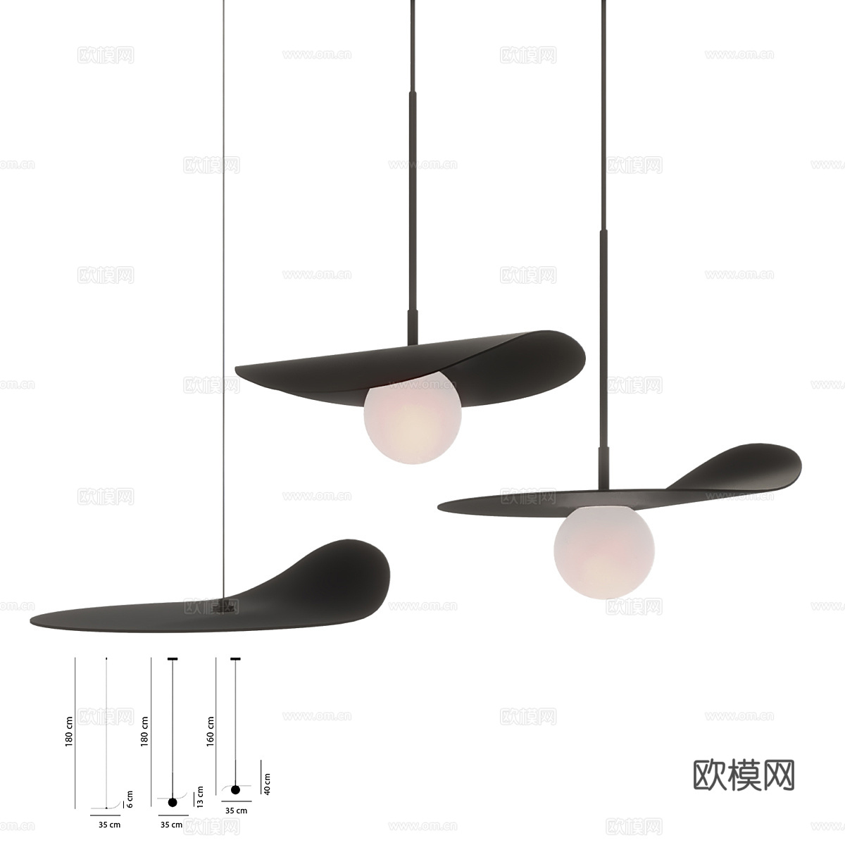 现代极简金属玻璃装饰吊灯3d模型
