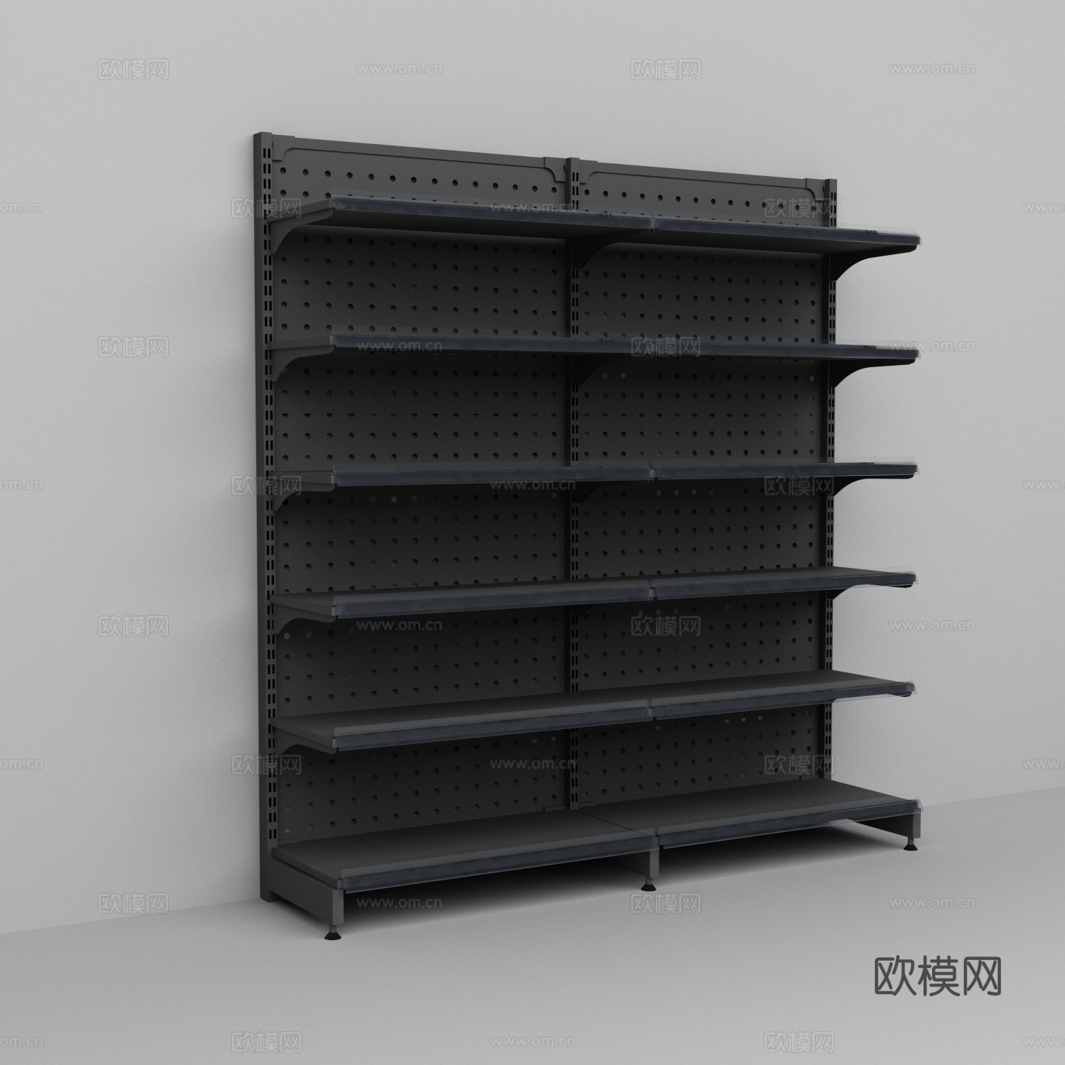 超市便利店铁层板网格背板货架3d模型