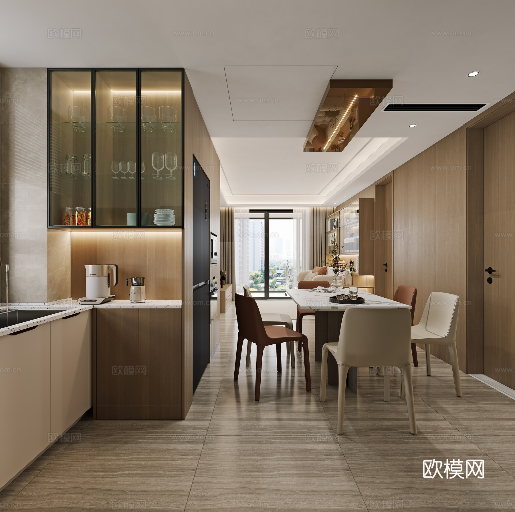 现代餐厅 现代酒柜 现代餐桌3d模型