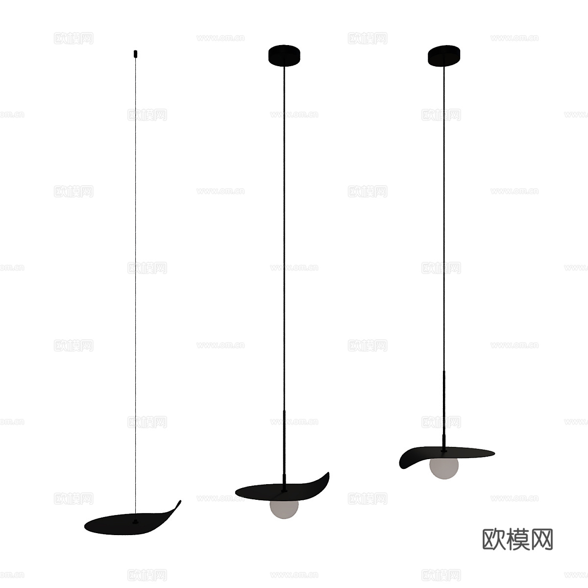 现代极简金属玻璃装饰吊灯3d模型