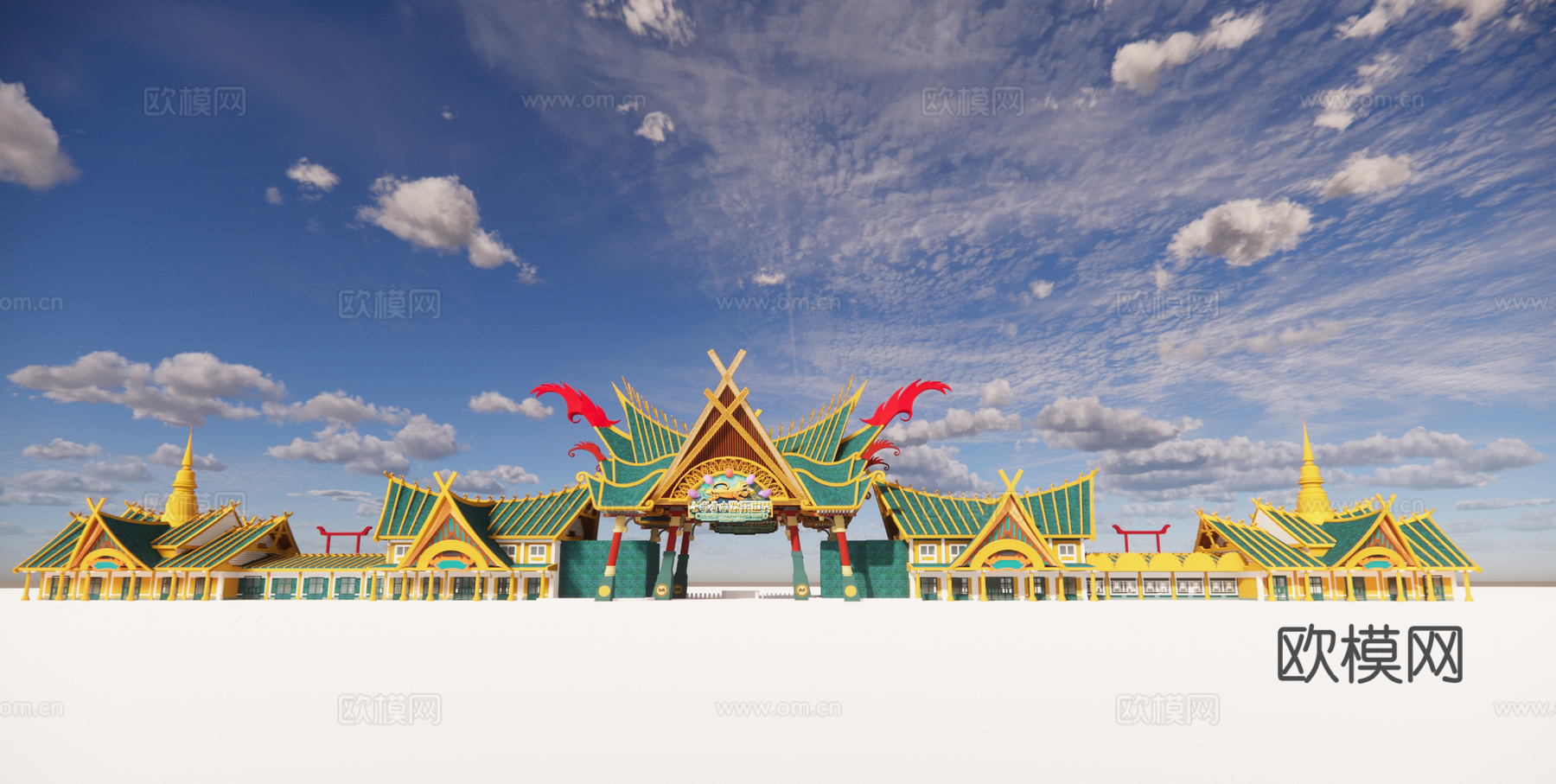 中式极简文旅项目是观 新中式 主题乐园 杆栏式su模型