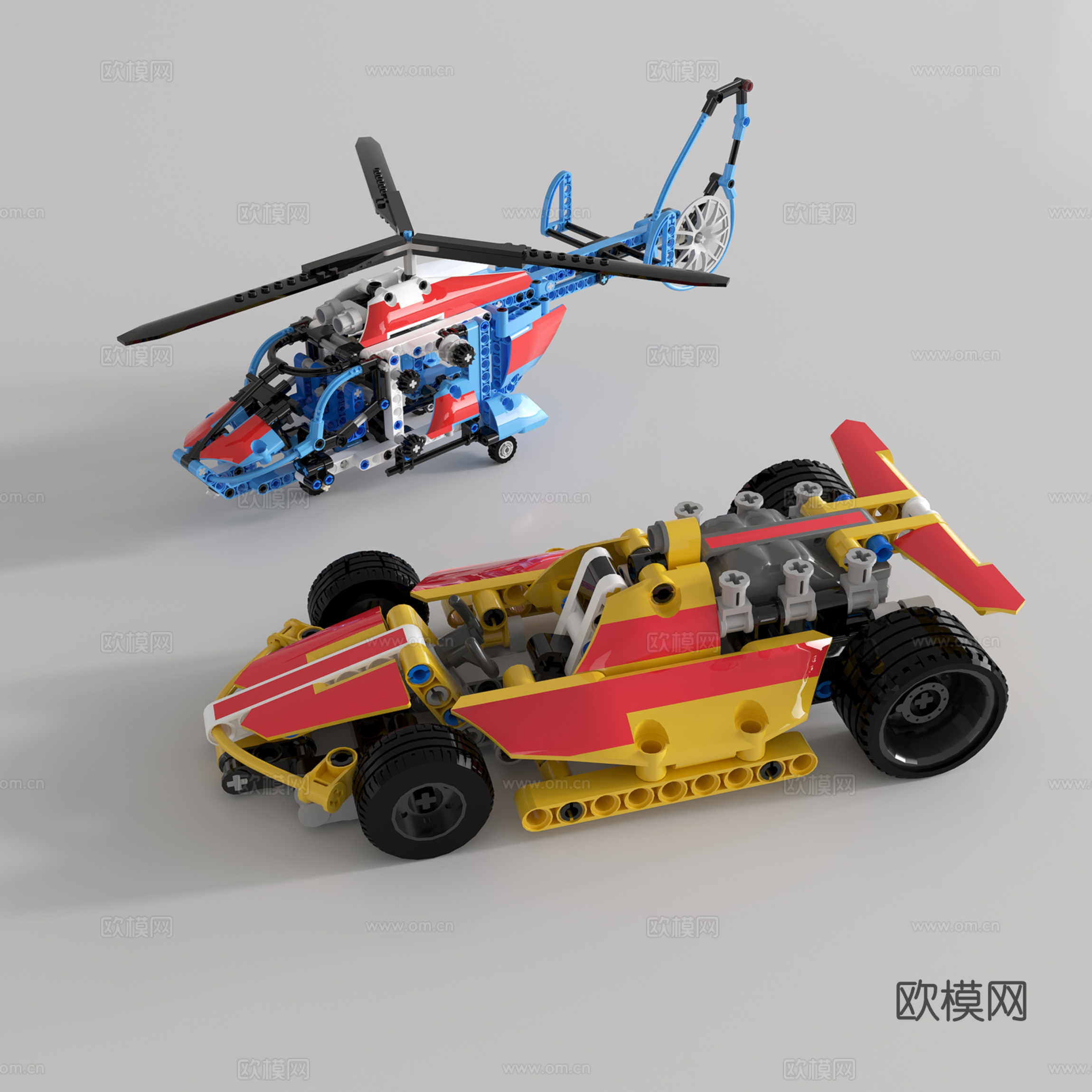 现代赛车玩具 积木玩具 乐高 飞机3d模型
