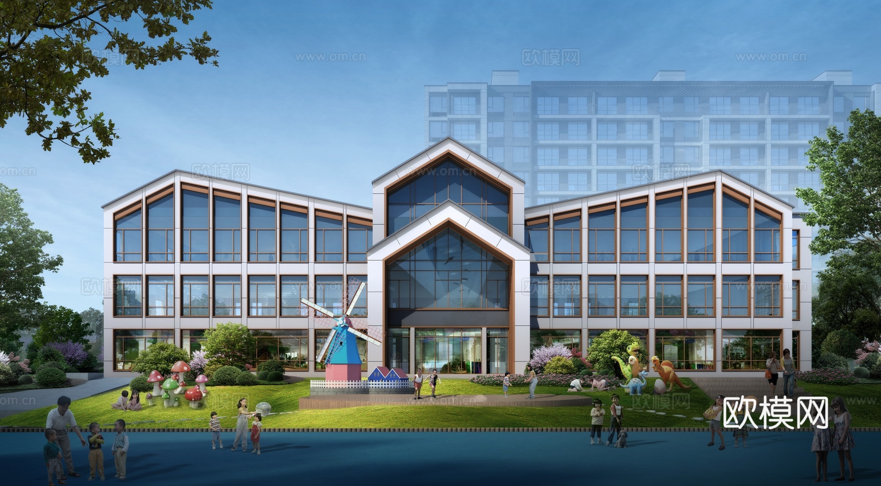 现代幼儿园建筑施工图 平面 立面 剖面cad施工图