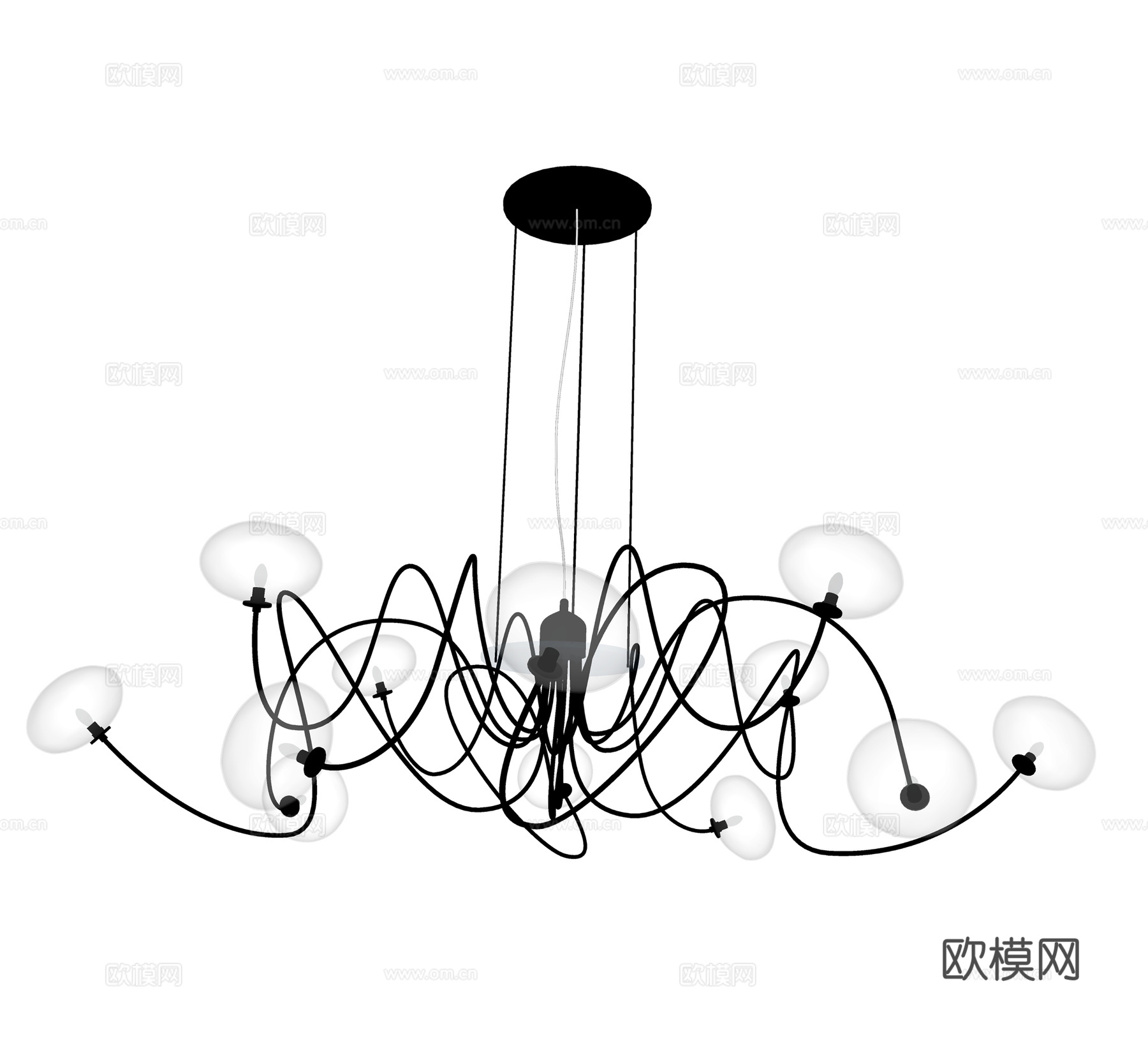 现代吊灯 玻璃吊灯  创意小吊灯组合su模型