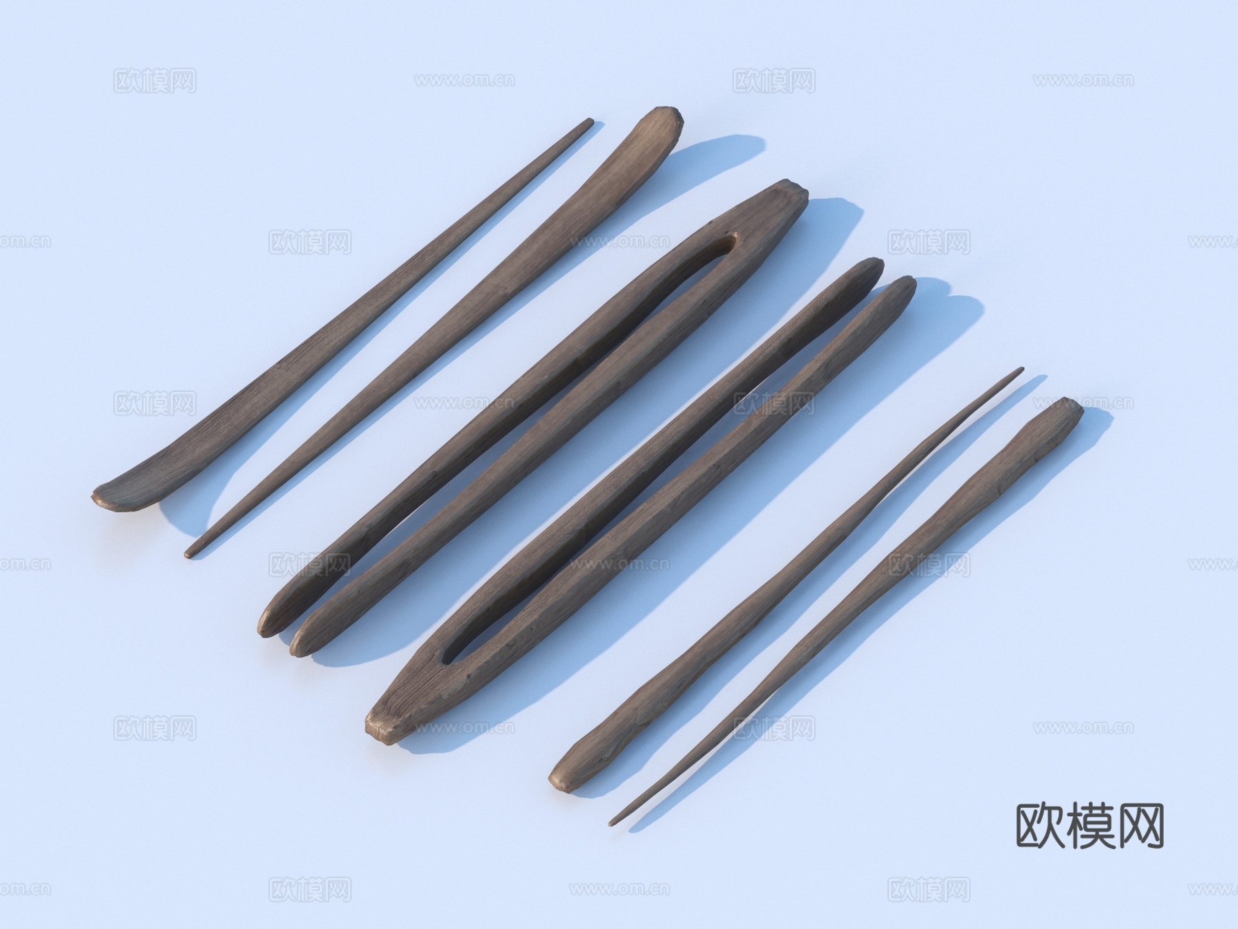 夹子 勺子 木铲 铲子 餐具 茶具 小品su模型