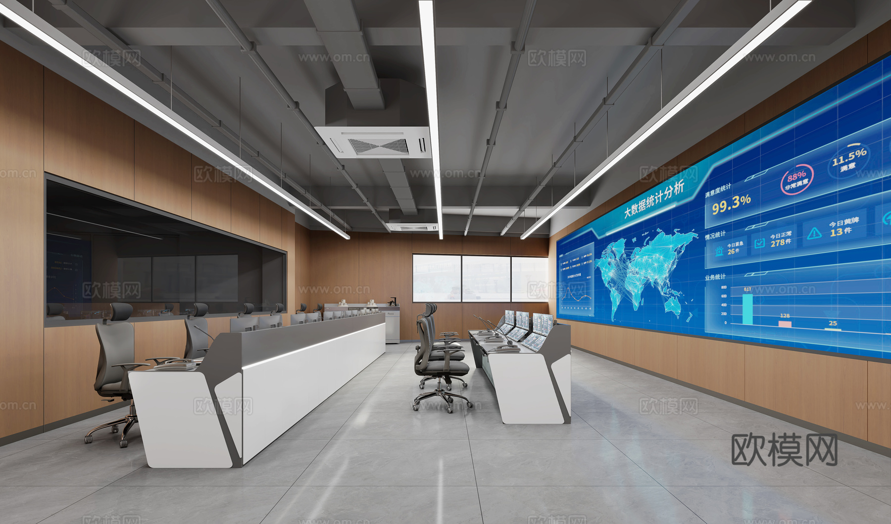 现代监控室3d模型下载