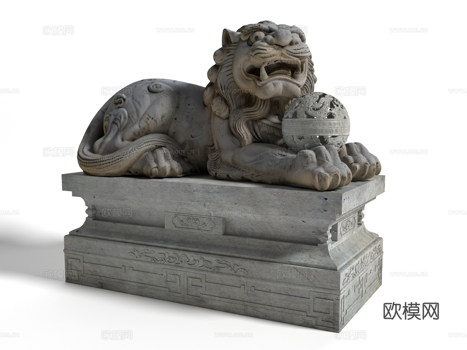 中式风格石狮子3d模型