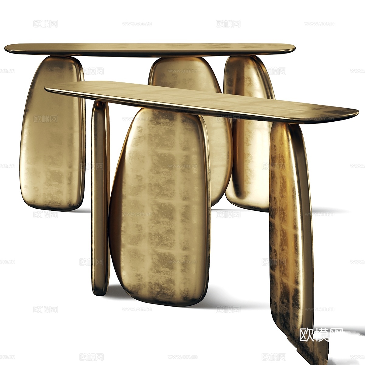 Ardara II Brabbu 金叶大理石边几3d模型