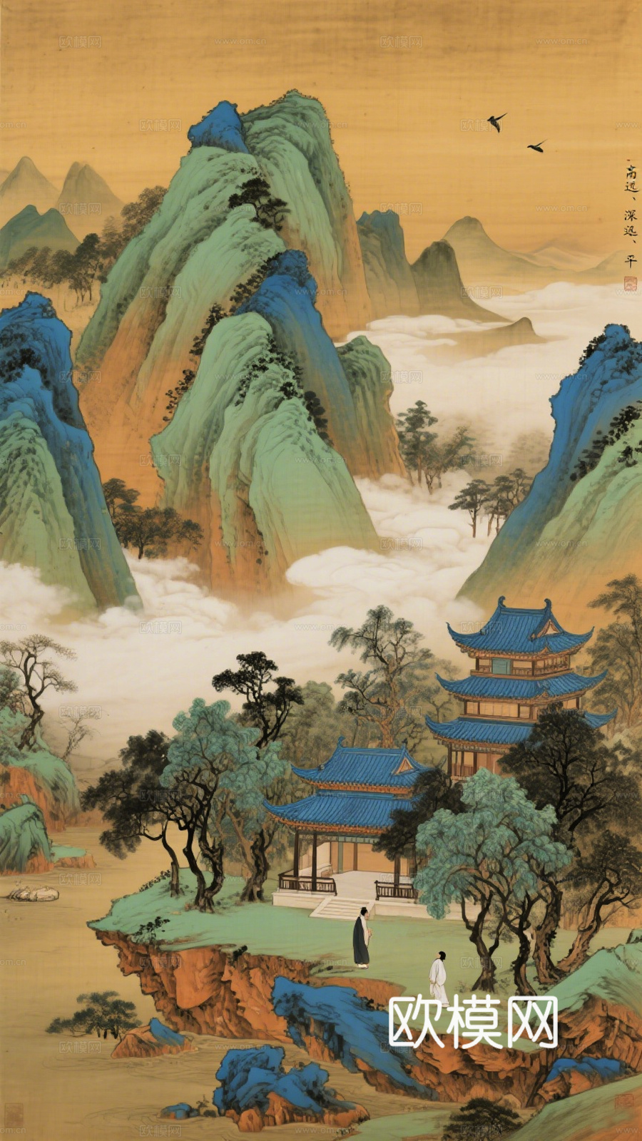 新中式壁画 挂画 古画 字画 山水画 国画 水墨画
