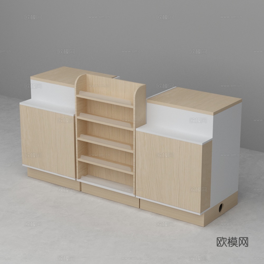 超市便利店木质收银台3d模型