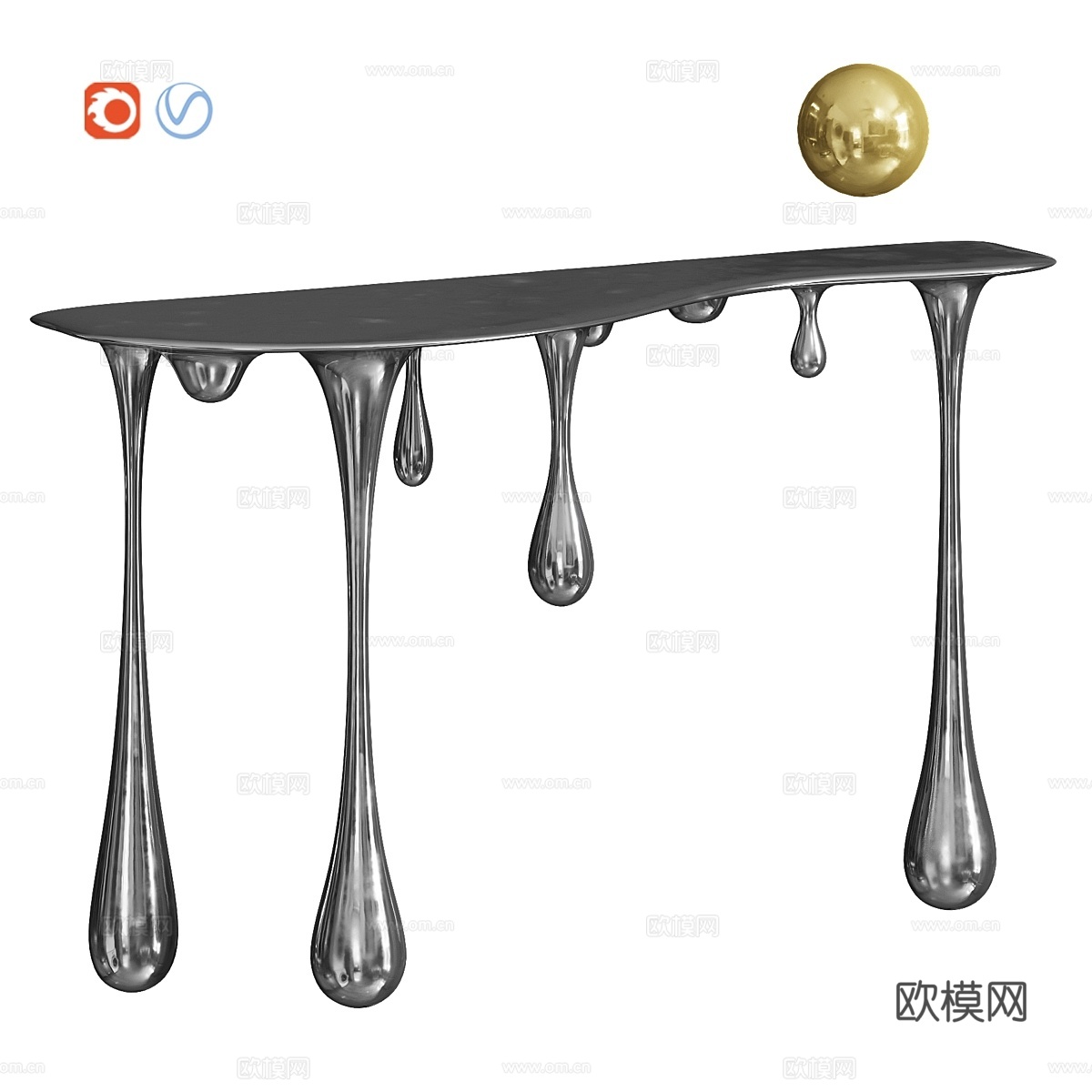 融金银色边几 Zhipeng Tan3d模型