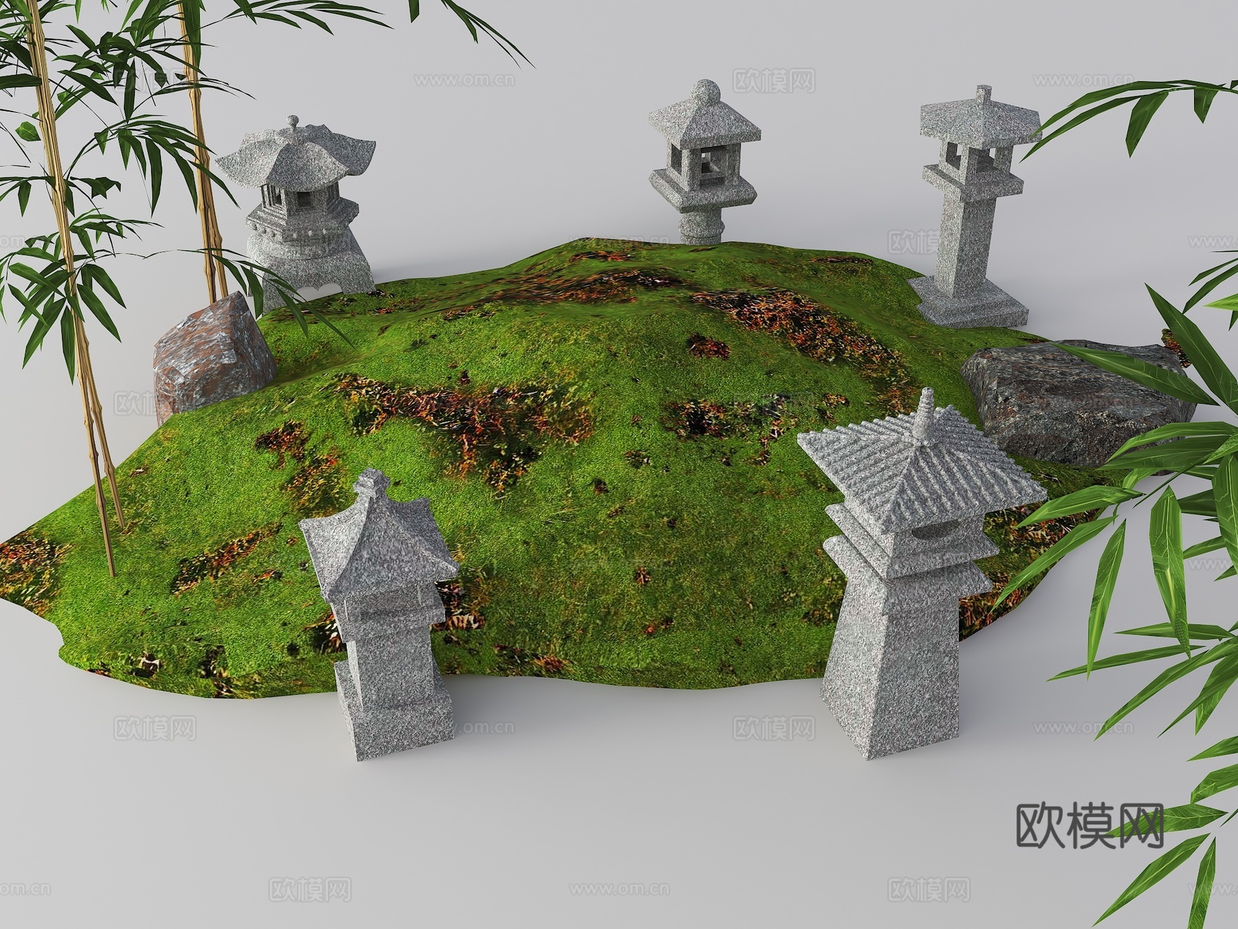 中式石灯笼 玉钟 景观灯 日式庭院灯 草地灯 中式庭院景观3d模型