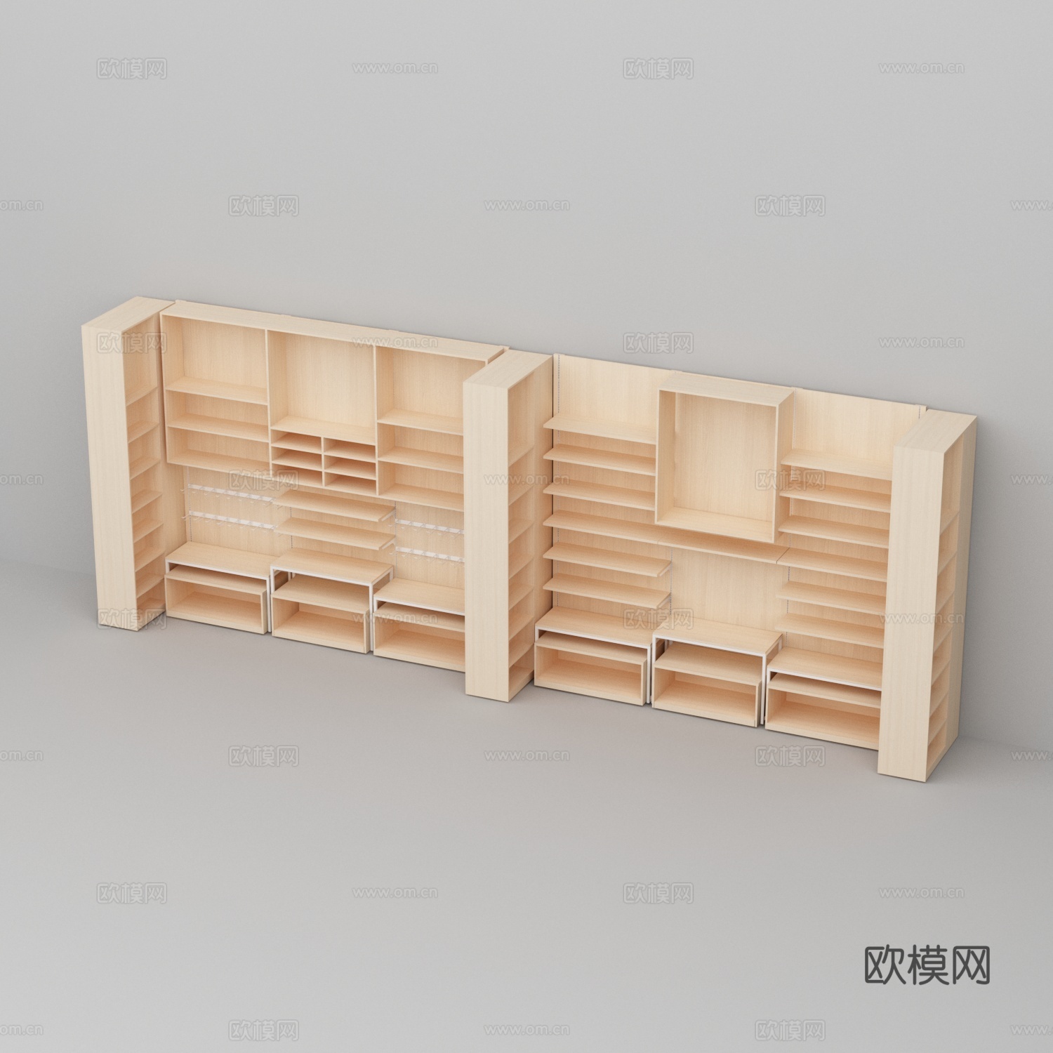 母婴店木制品奶粉单面靠墙货架3d模型