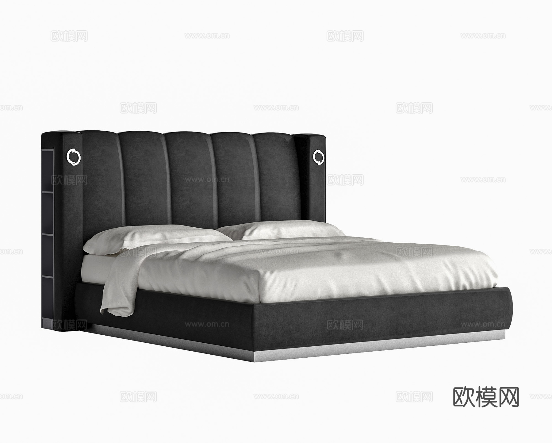 现代双人床  布艺床 休闲床su模型
