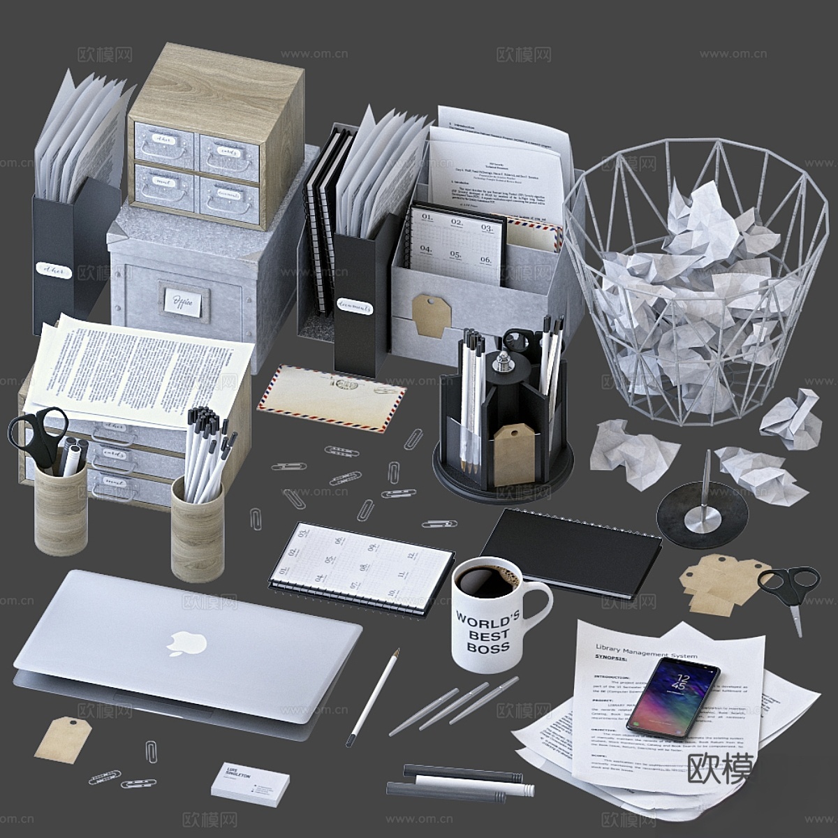 办公用品套装3d模型