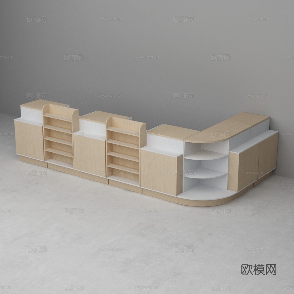 超市便利店木质收银台3d模型
