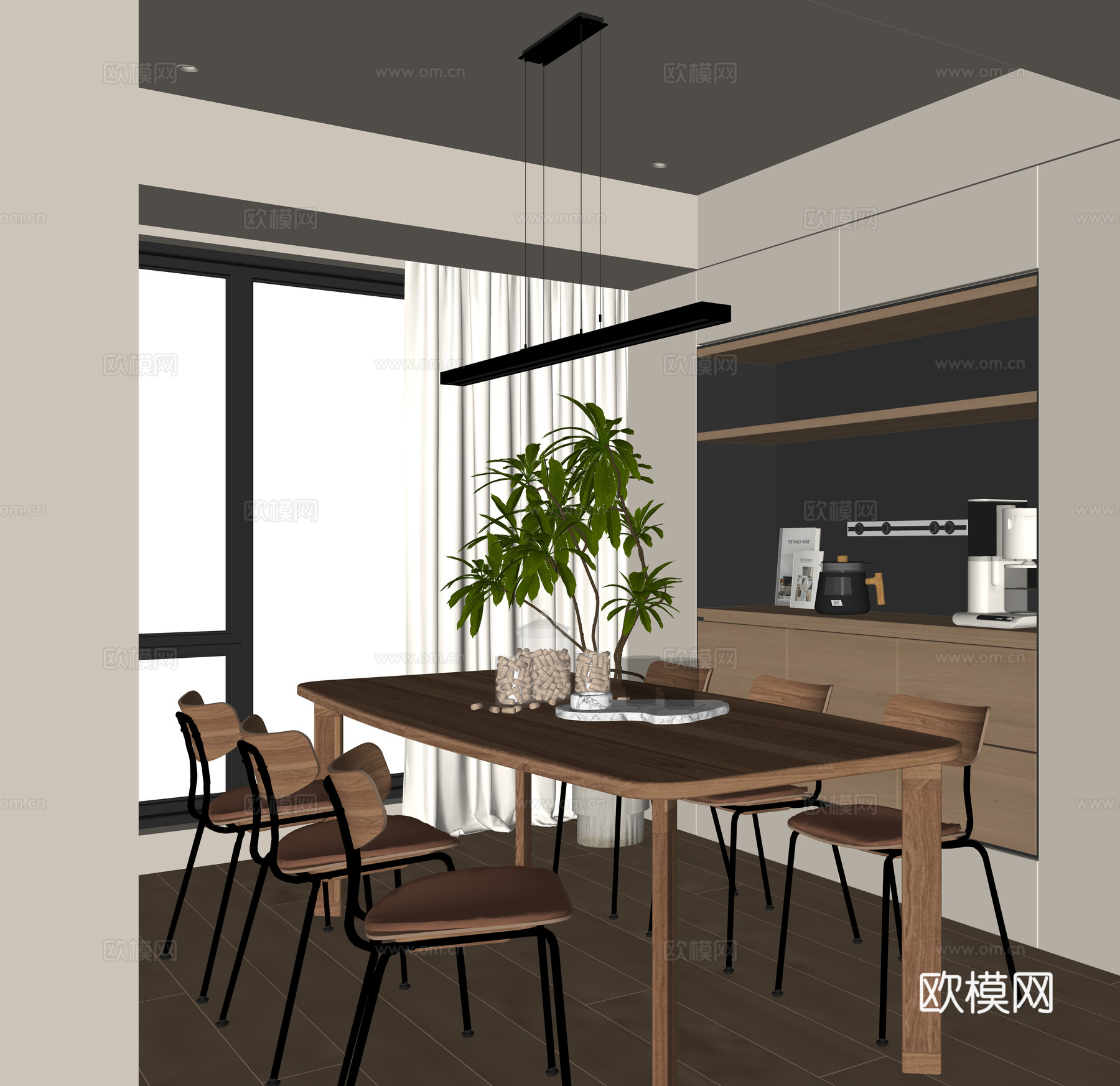 现代家居餐厅su模型