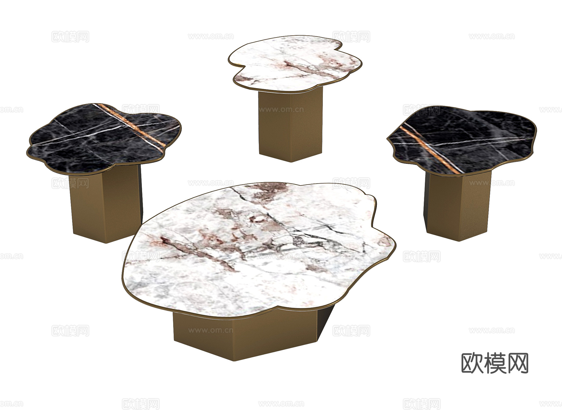 现代茶几 大理石茶几 异形茶几 边几 小几3d模型