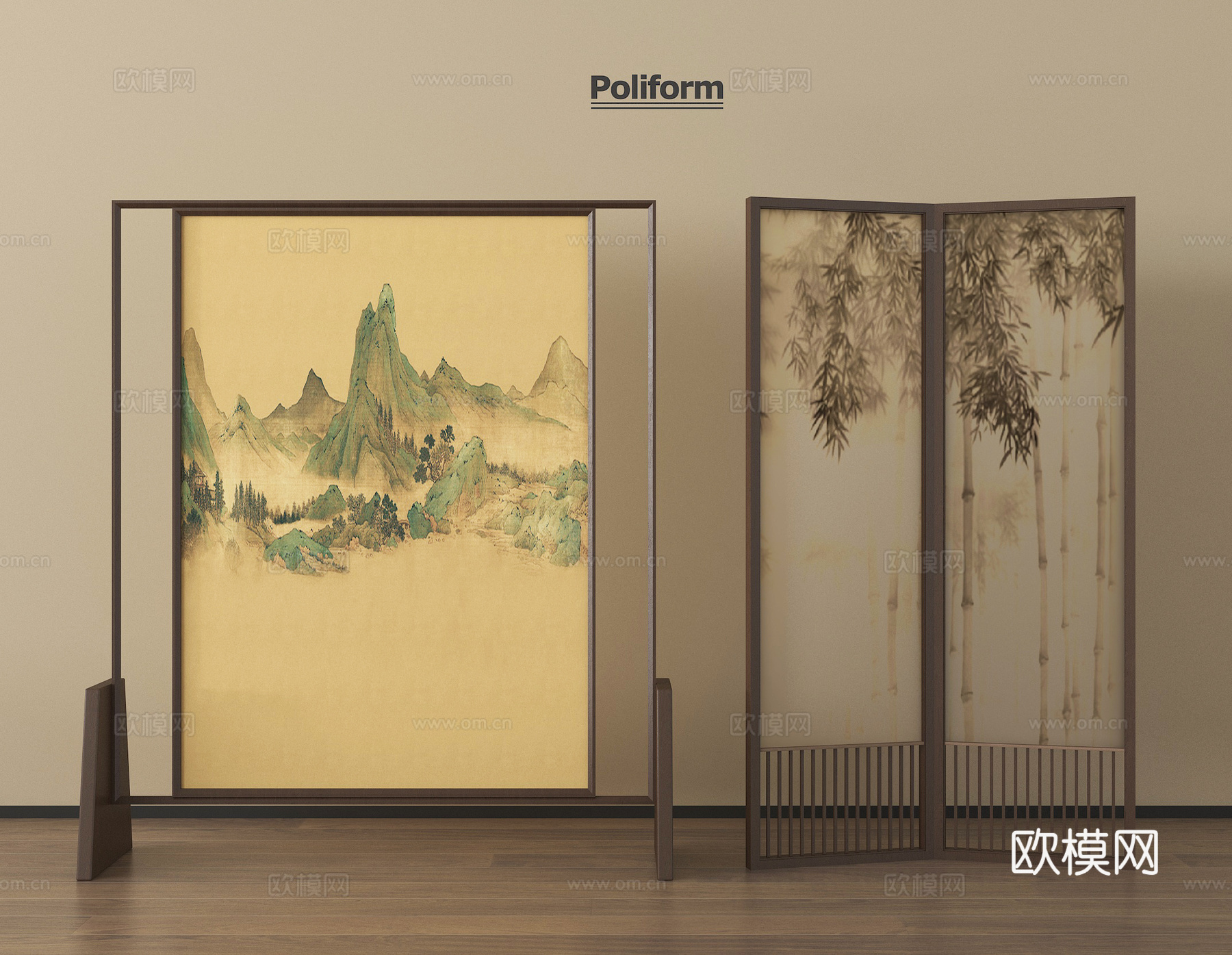 新中式屏风隔断 宋式风隔断 可折叠屏风3d模型