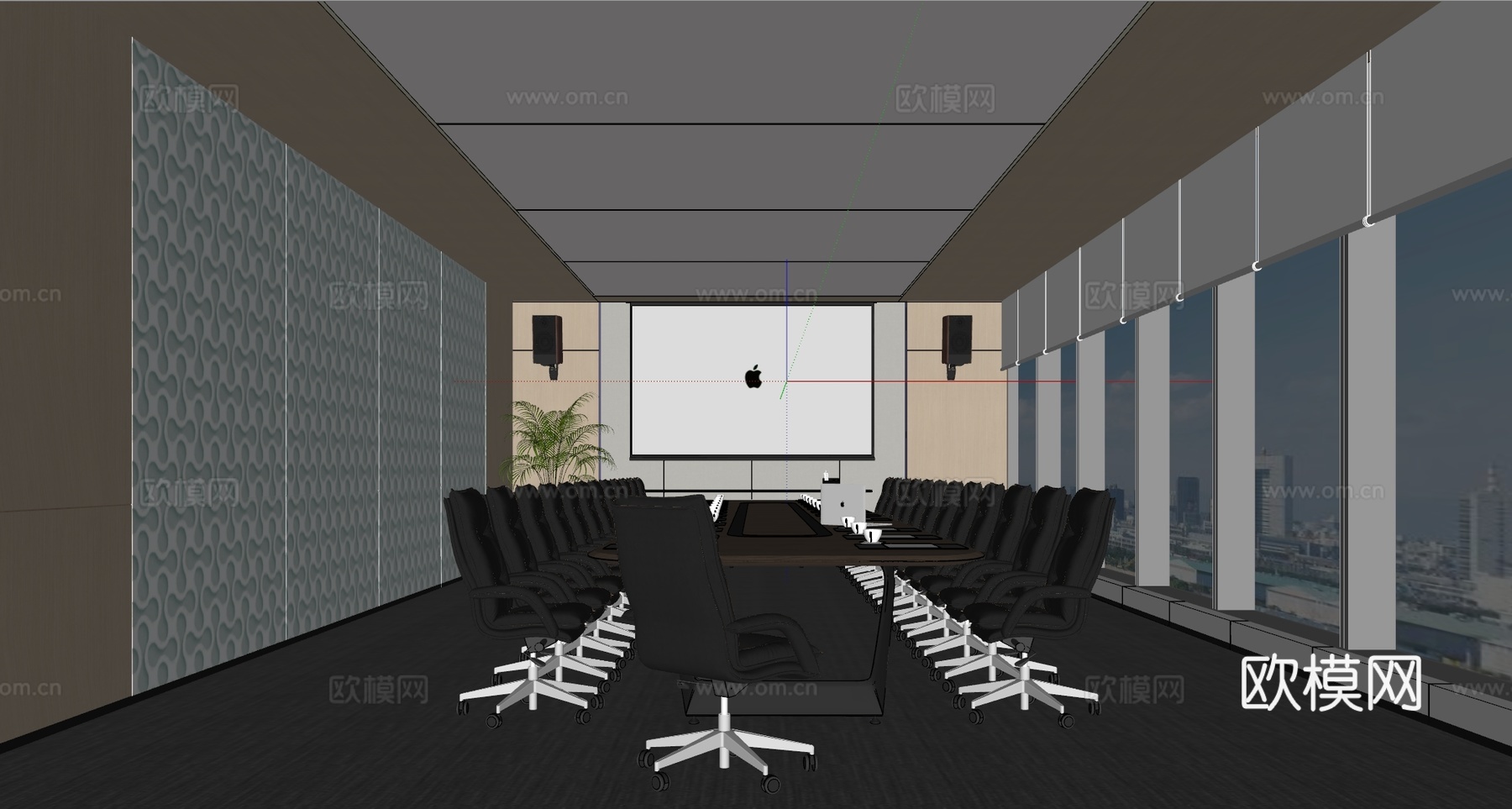 现代会议室su模型