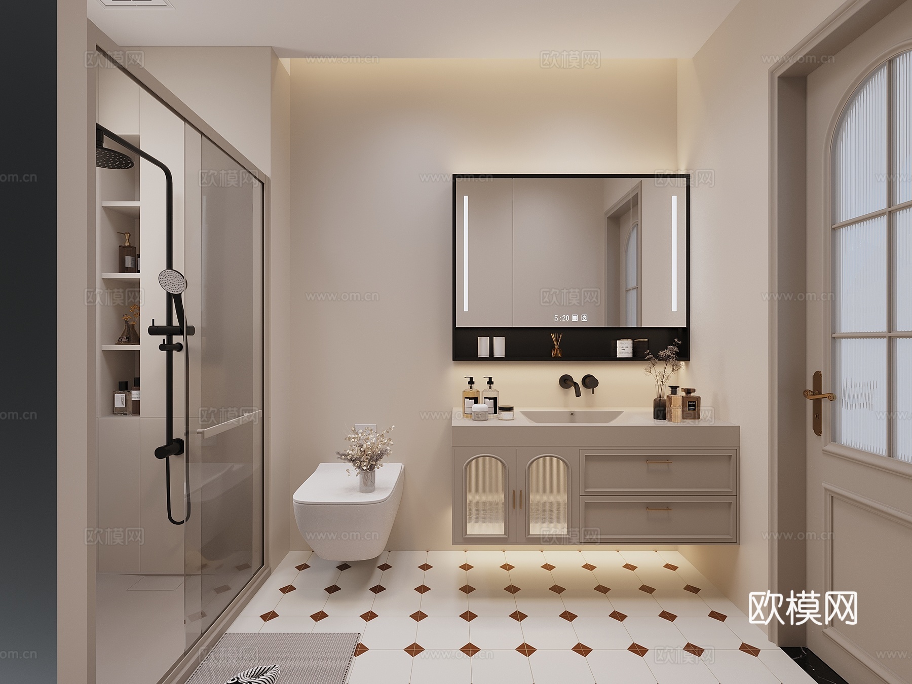 法式卫生间3d模型下载