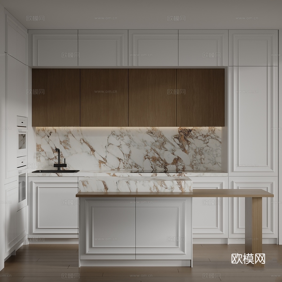 带嵌入式MIELE家电的厨房3d模型