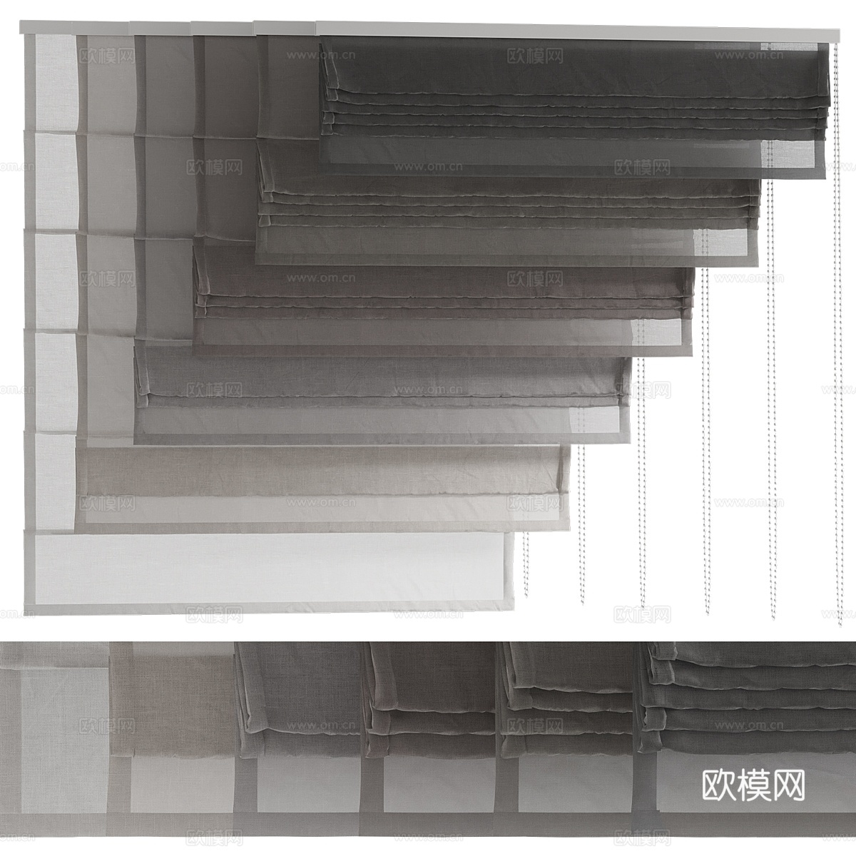 亚麻罗马百叶窗3d模型
