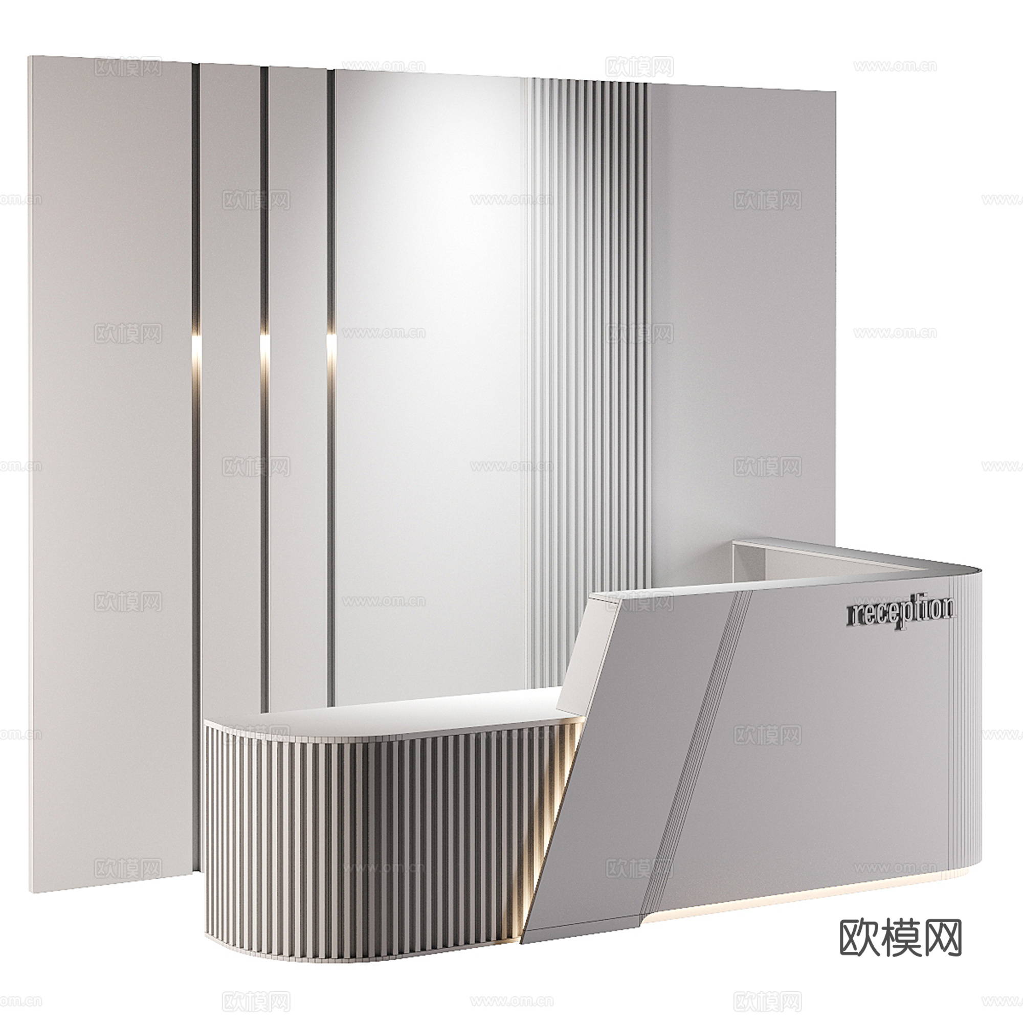 现代接待台 前台su模型