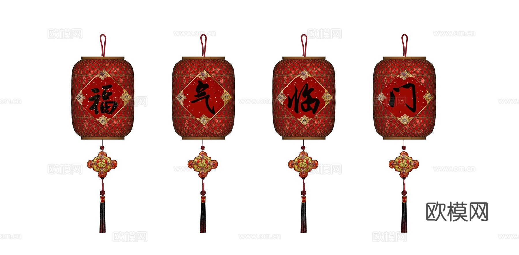 中式新年灯笼 元宵花灯 节庆装饰灯 红灯笼 节日灯彩su模型