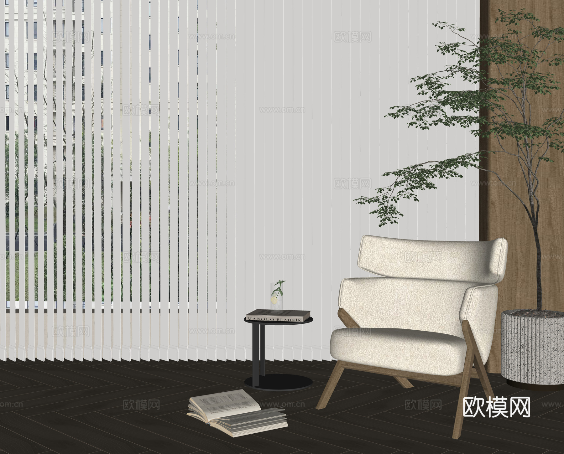 中古休闲椅 木休闲椅 书椅 沙发椅su模型