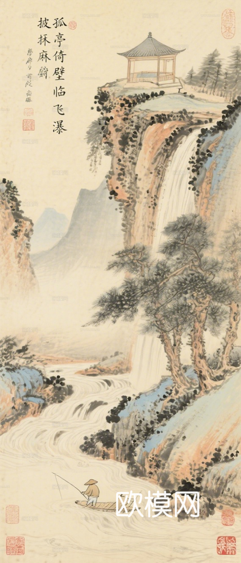 新中式壁画 挂画 古画 字画 山水画 国画 水墨画