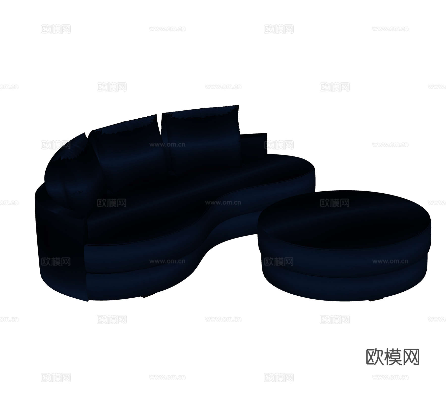 现代休闲沙发  弧形沙发  布艺沙发   茶几su模型
