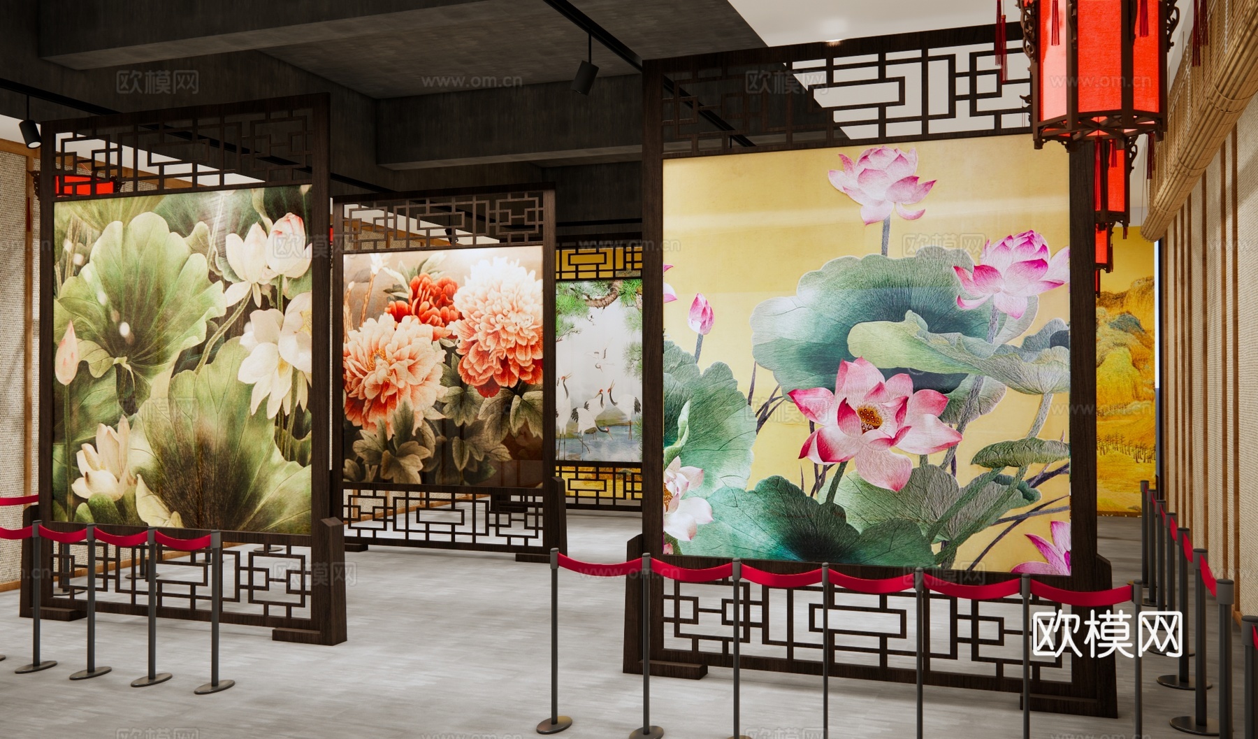传统苏绣博物馆 刺绣展览展示 中式传统工艺展览 刺绣文化体验su模型