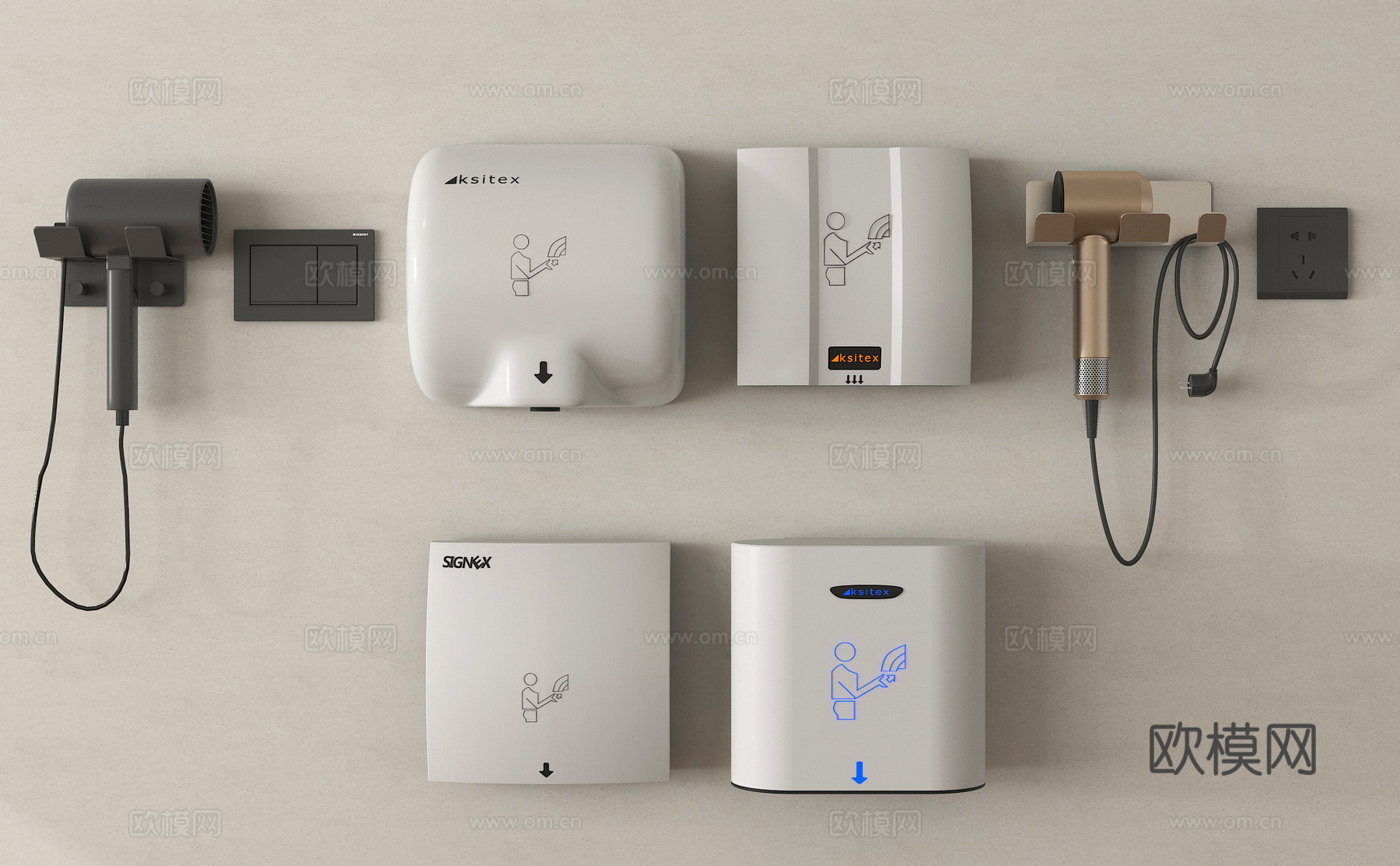 烘手机 干手器 吹风机3d模型